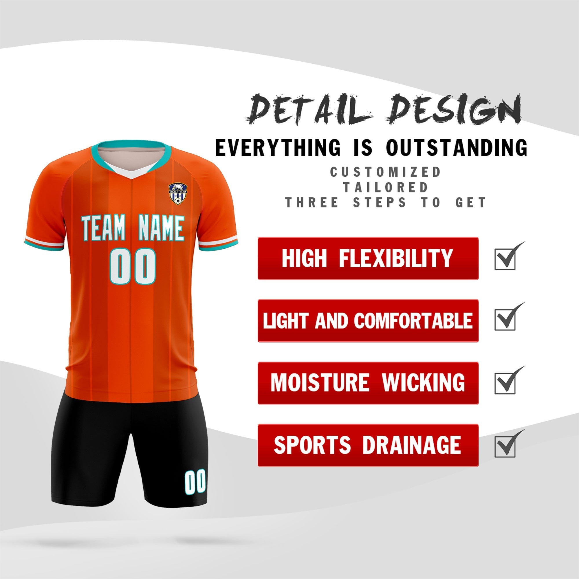 Custom Orange Classic Striped Personalized Soccer Tops/Sets Jersey
