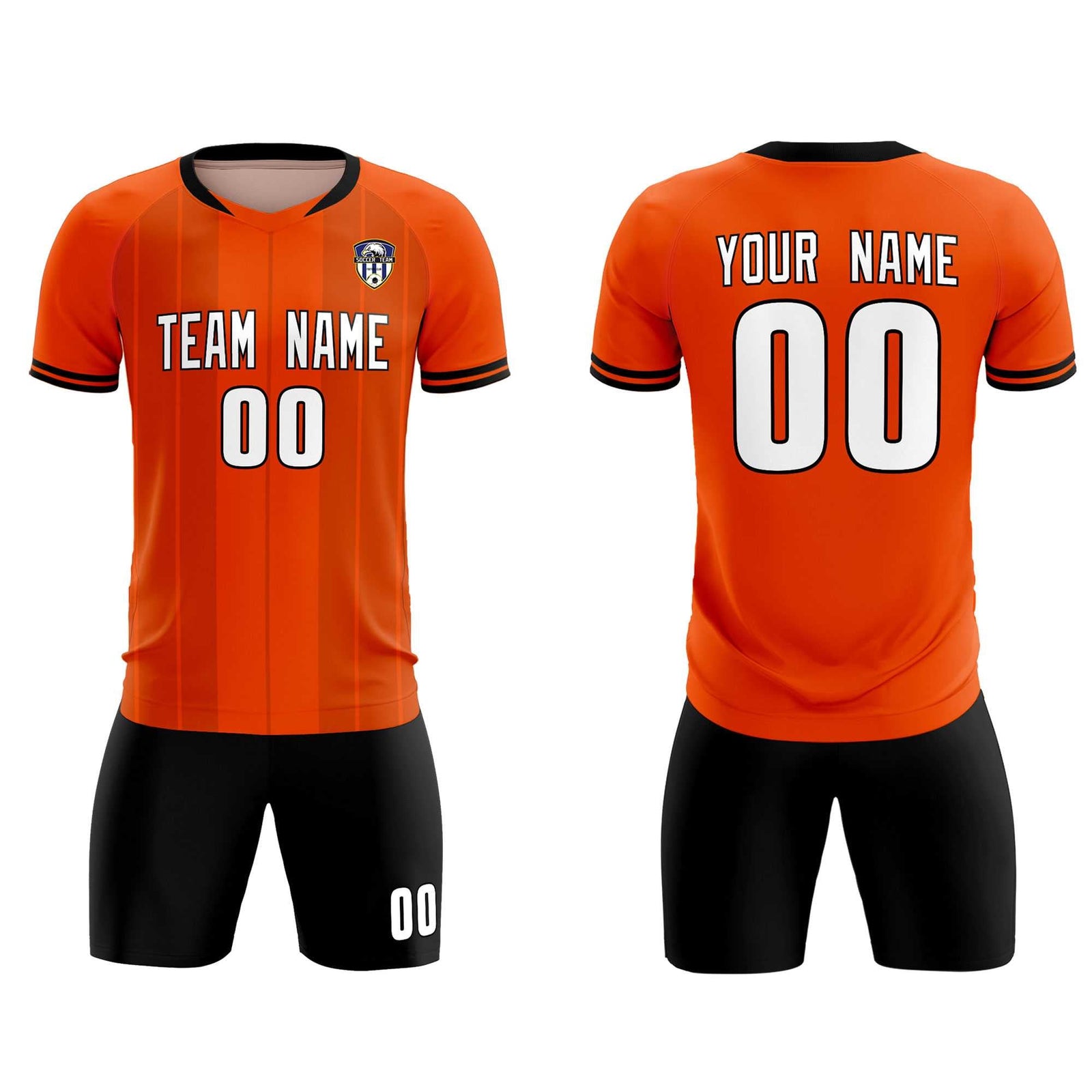 Custom Orange Classic Striped Personalized Soccer Tops/Sets Jersey
