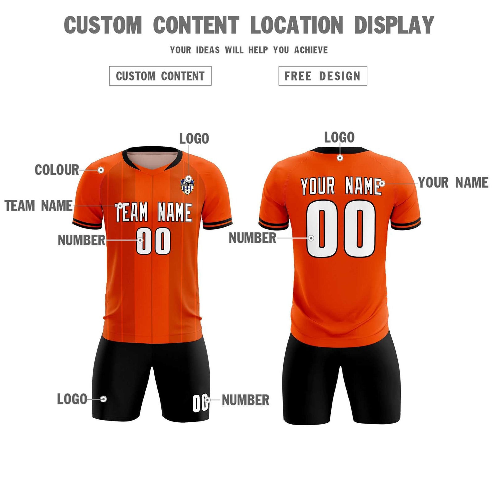 Custom Orange Classic Striped Personalized Soccer Tops/Sets Jersey