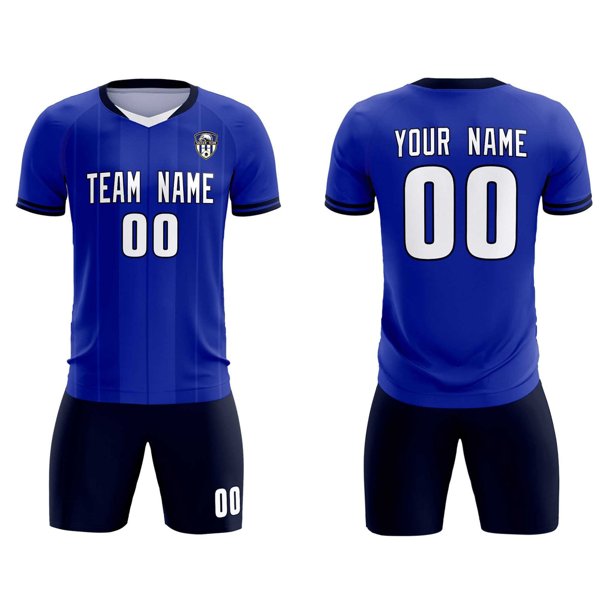Custom Royal Classic Striped Personalized Soccer Tops/Sets Jersey