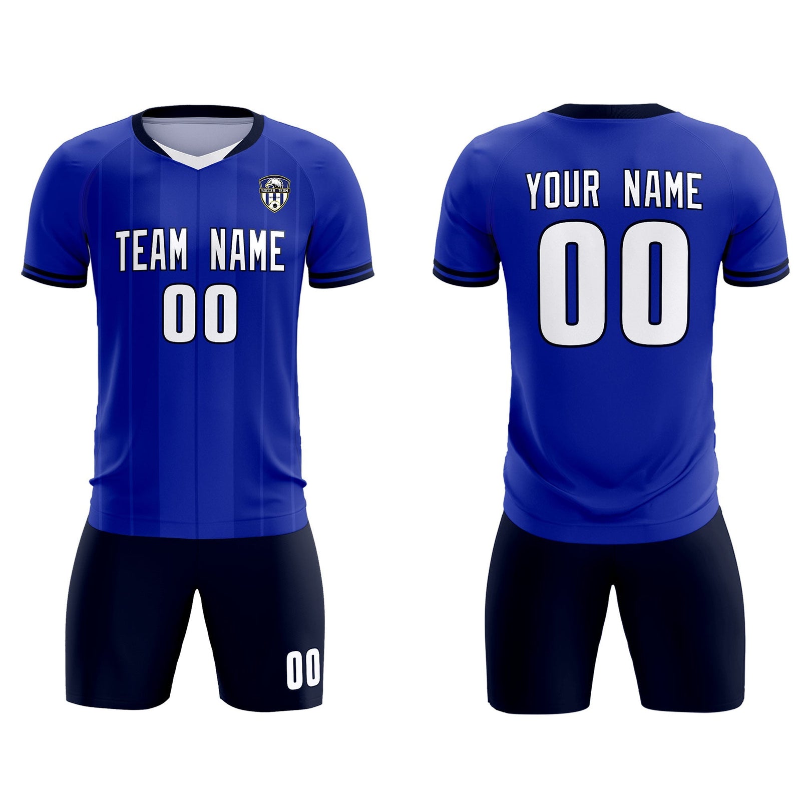 Custom Royal Classic Striped Personalized Soccer Tops/Sets Jersey