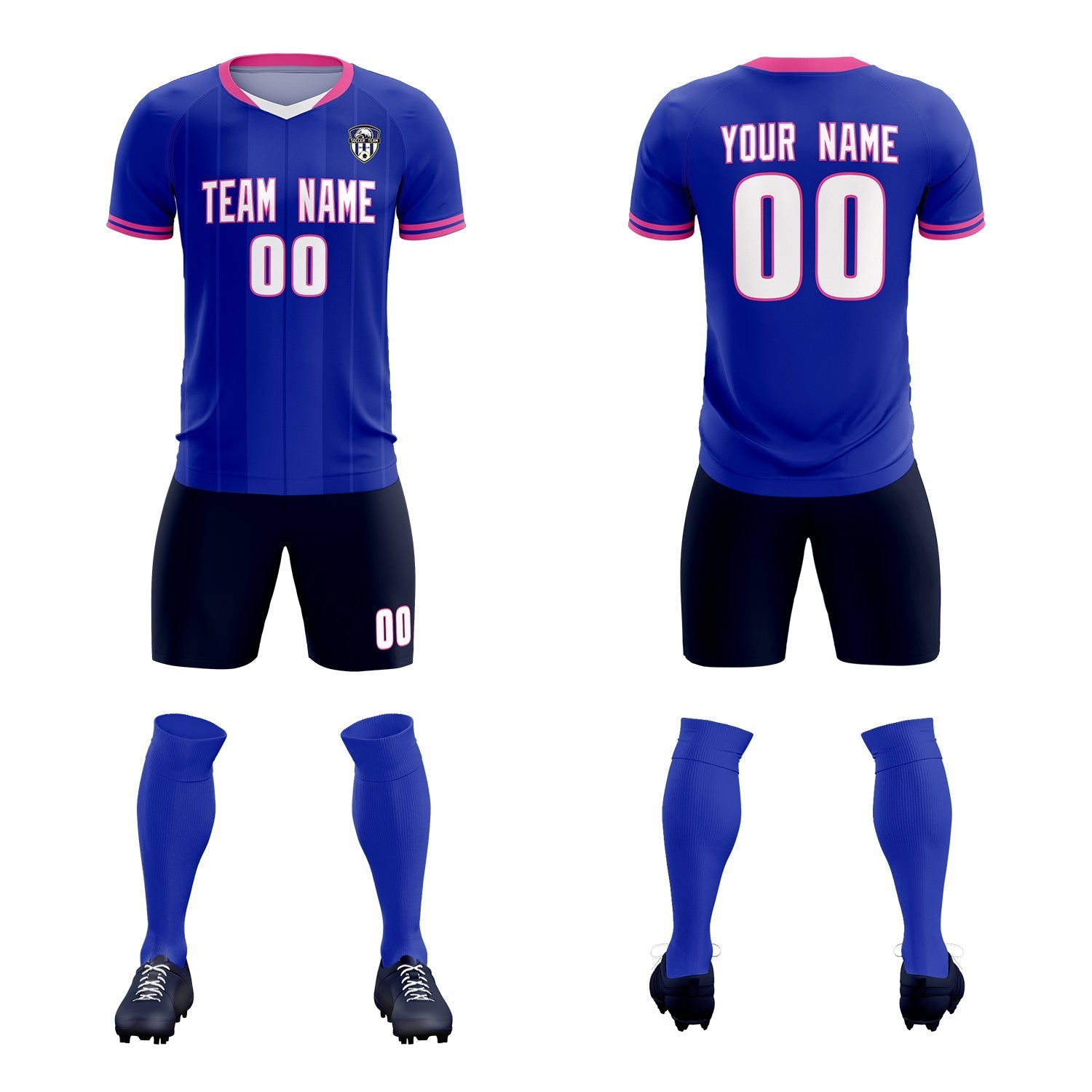 Custom Royal Classic Striped Personalized Soccer Tops/Sets Jersey