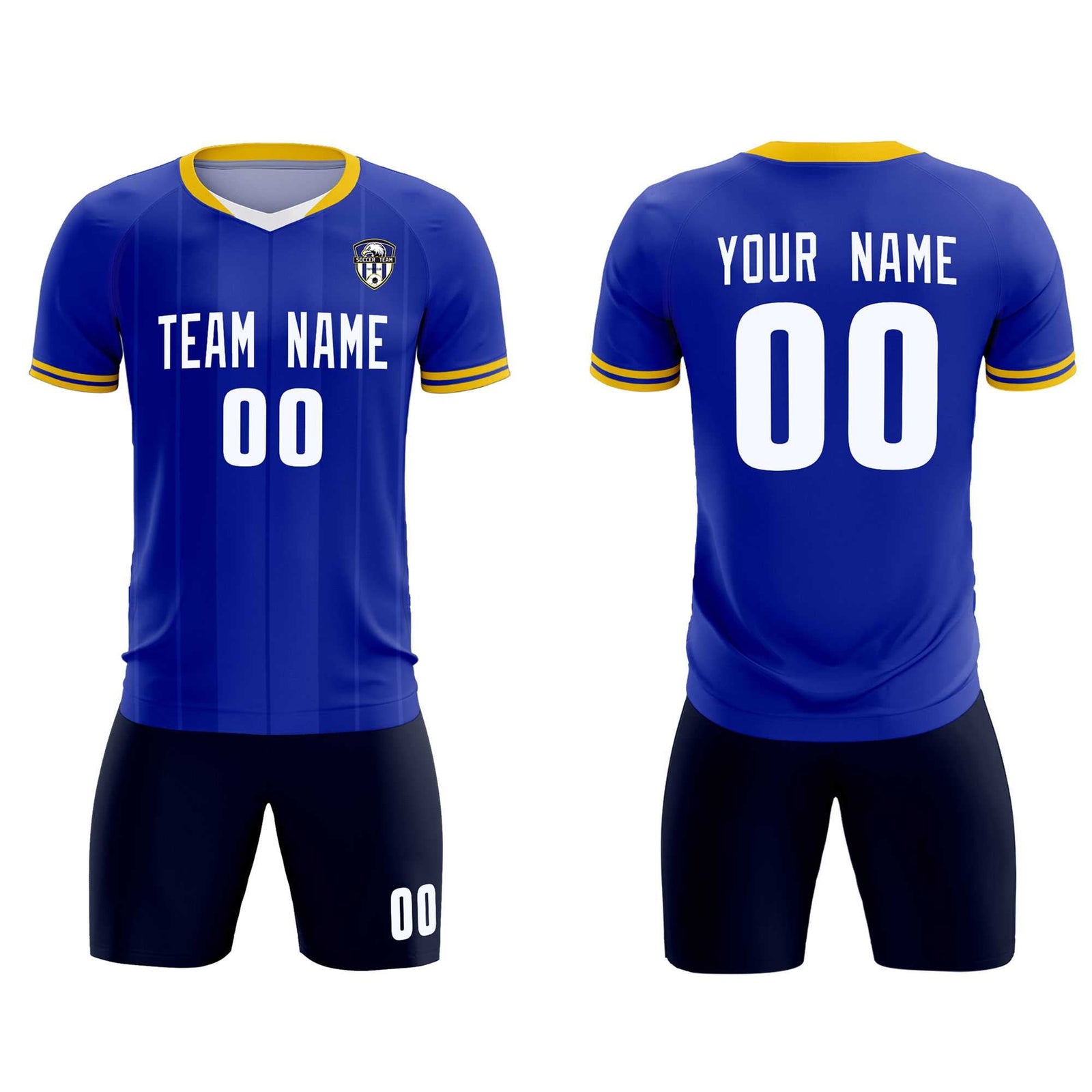 Custom Royal Classic Striped Personalized Soccer Tops/Sets Jersey