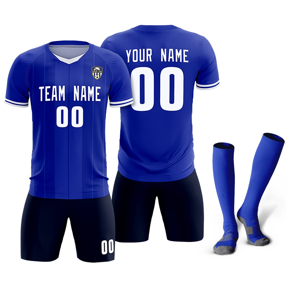 Custom Royal Classic Striped Personalized Soccer Tops/Sets Jersey