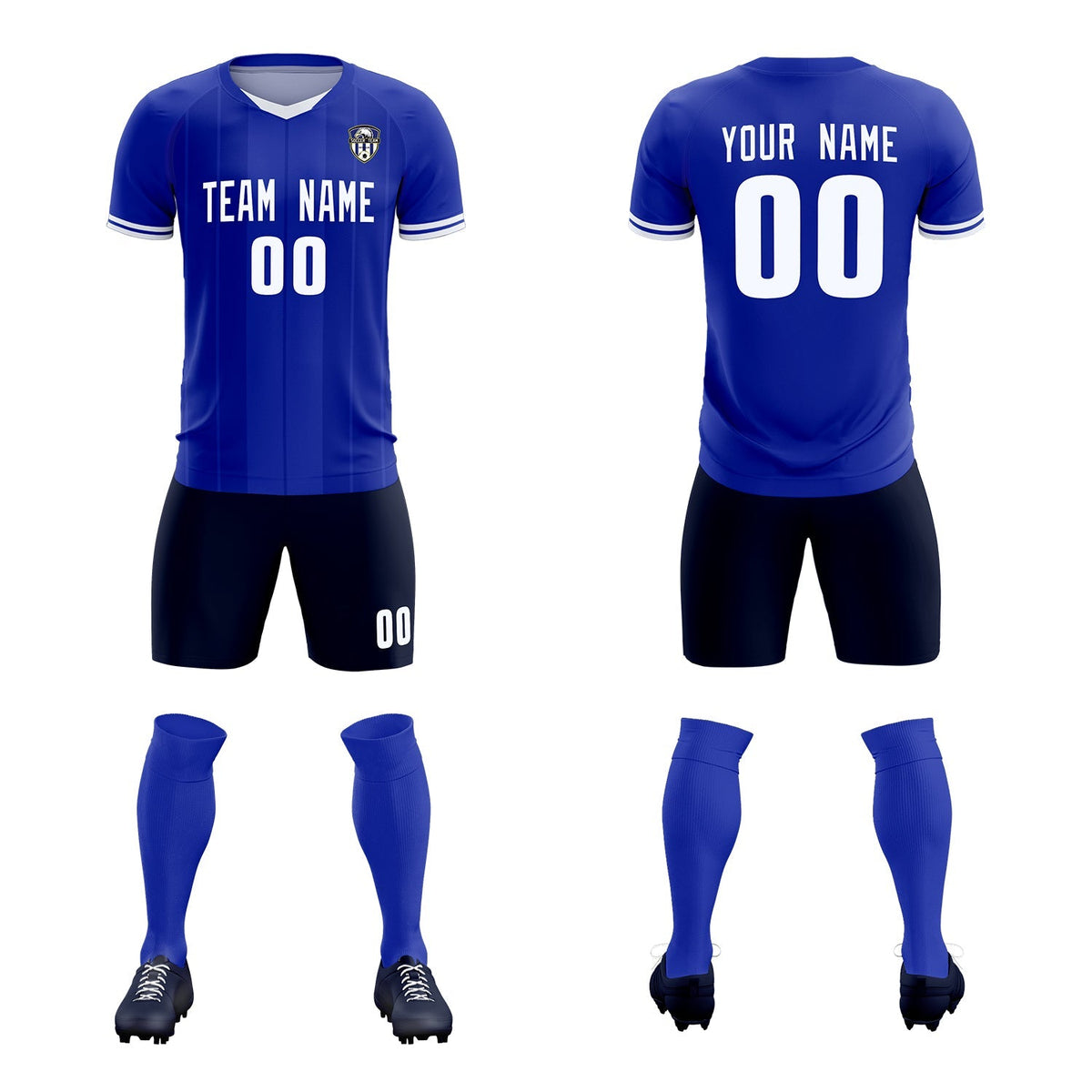 Custom Royal Classic Striped Personalized Soccer Tops/Sets Jersey