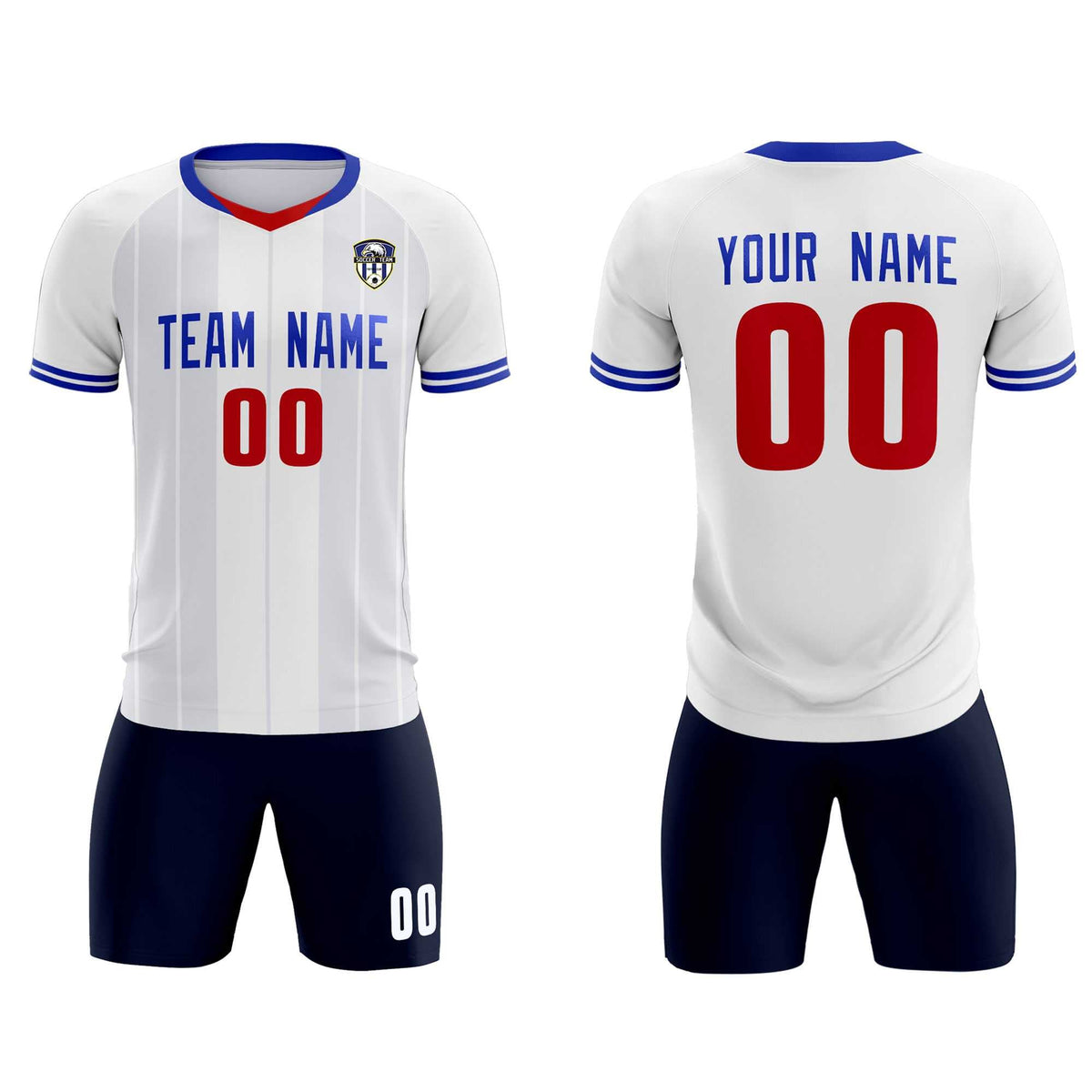 Custom White Classic Striped Personalized Soccer Tops/Sets Jersey