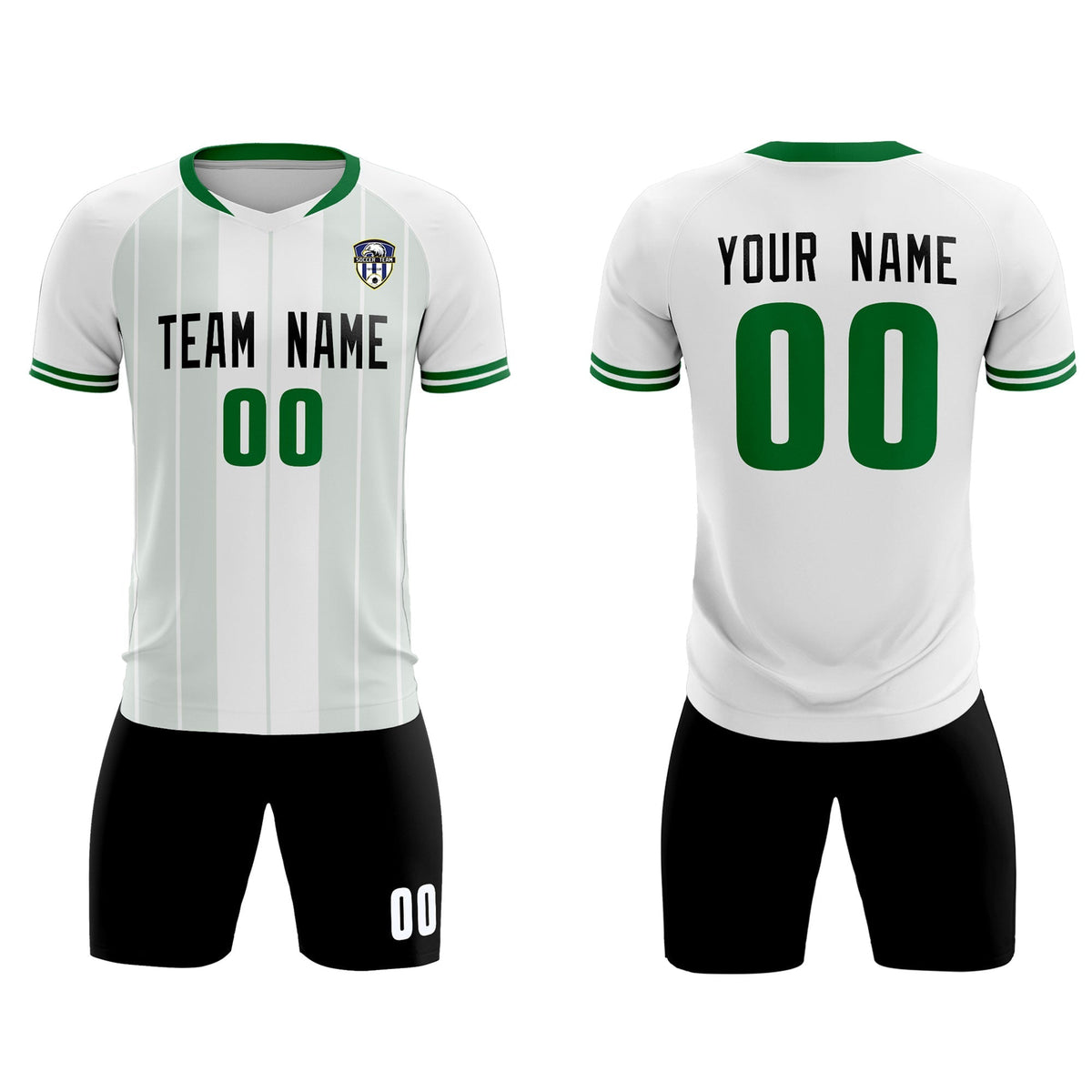 Custom White Classic Striped Personalized Soccer Tops/Sets Jersey