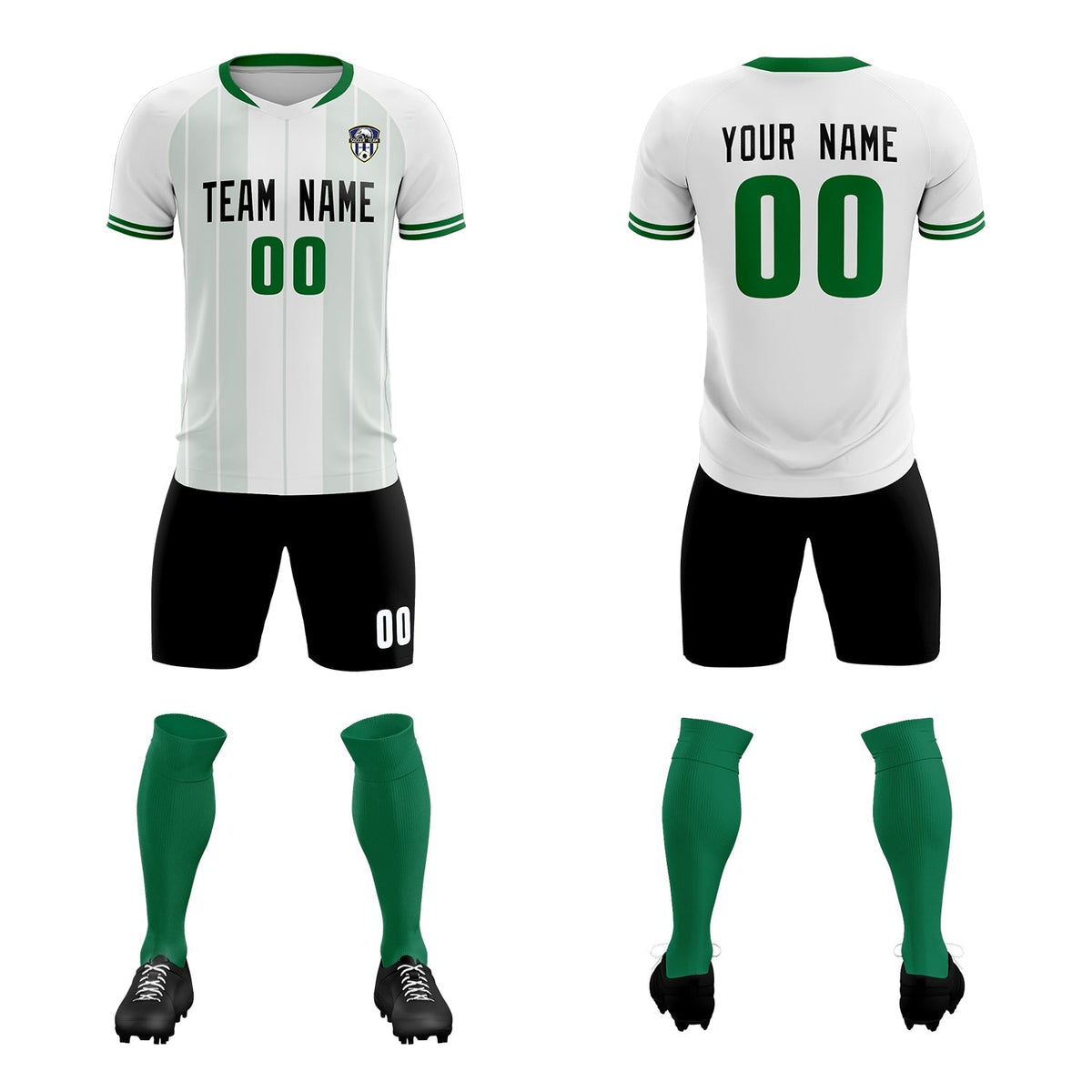 Custom White Classic Striped Personalized Soccer Tops/Sets Jersey