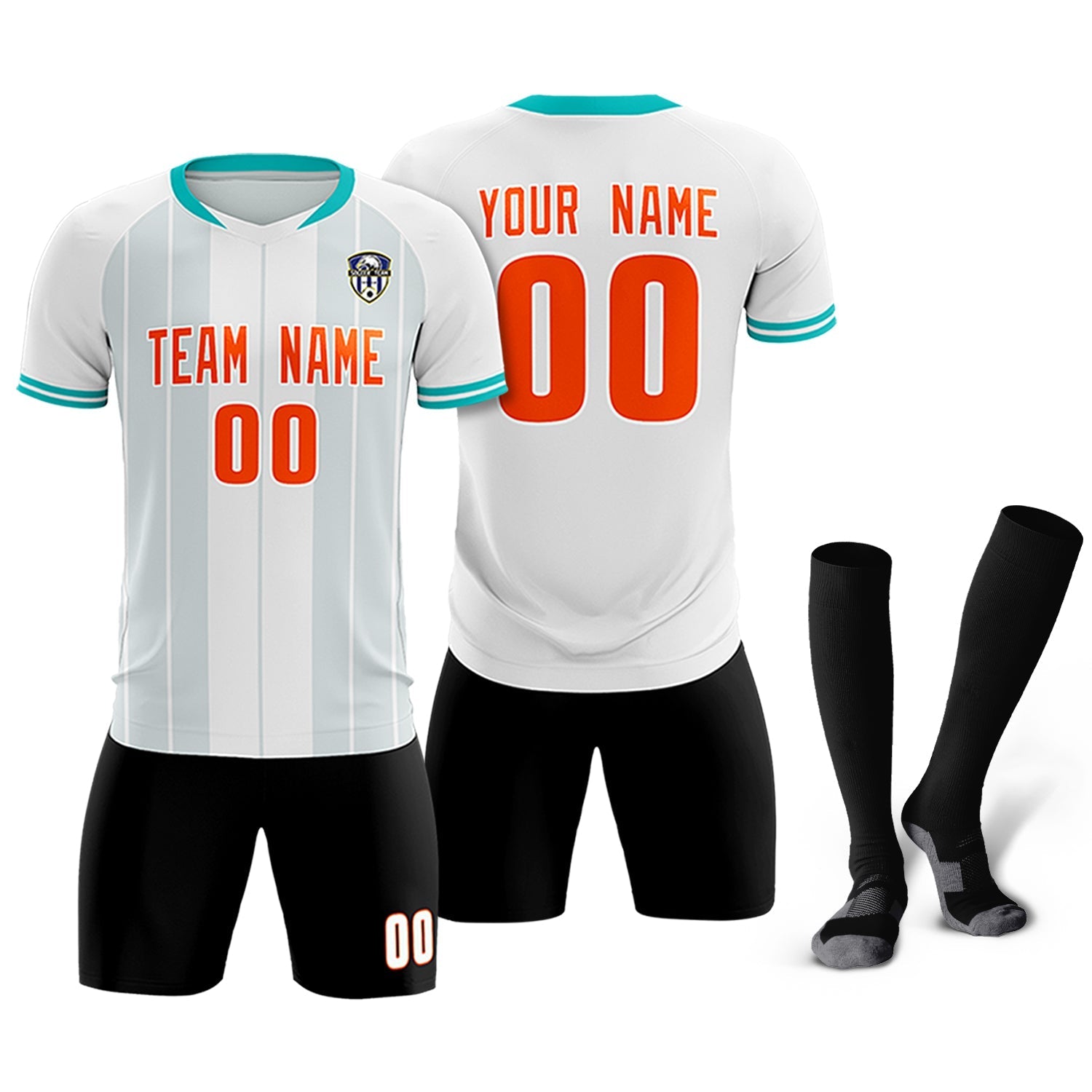 Custom White Classic Striped Personalized Soccer Tops/Sets Jersey