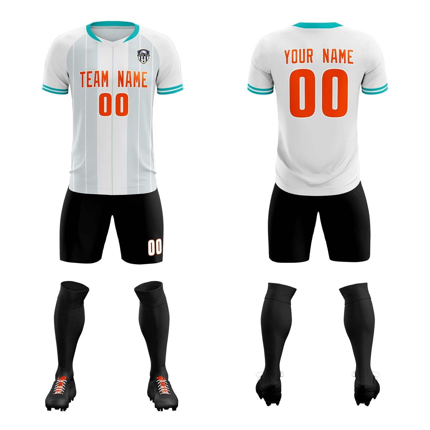 Custom White Classic Striped Personalized Soccer Tops/Sets Jersey