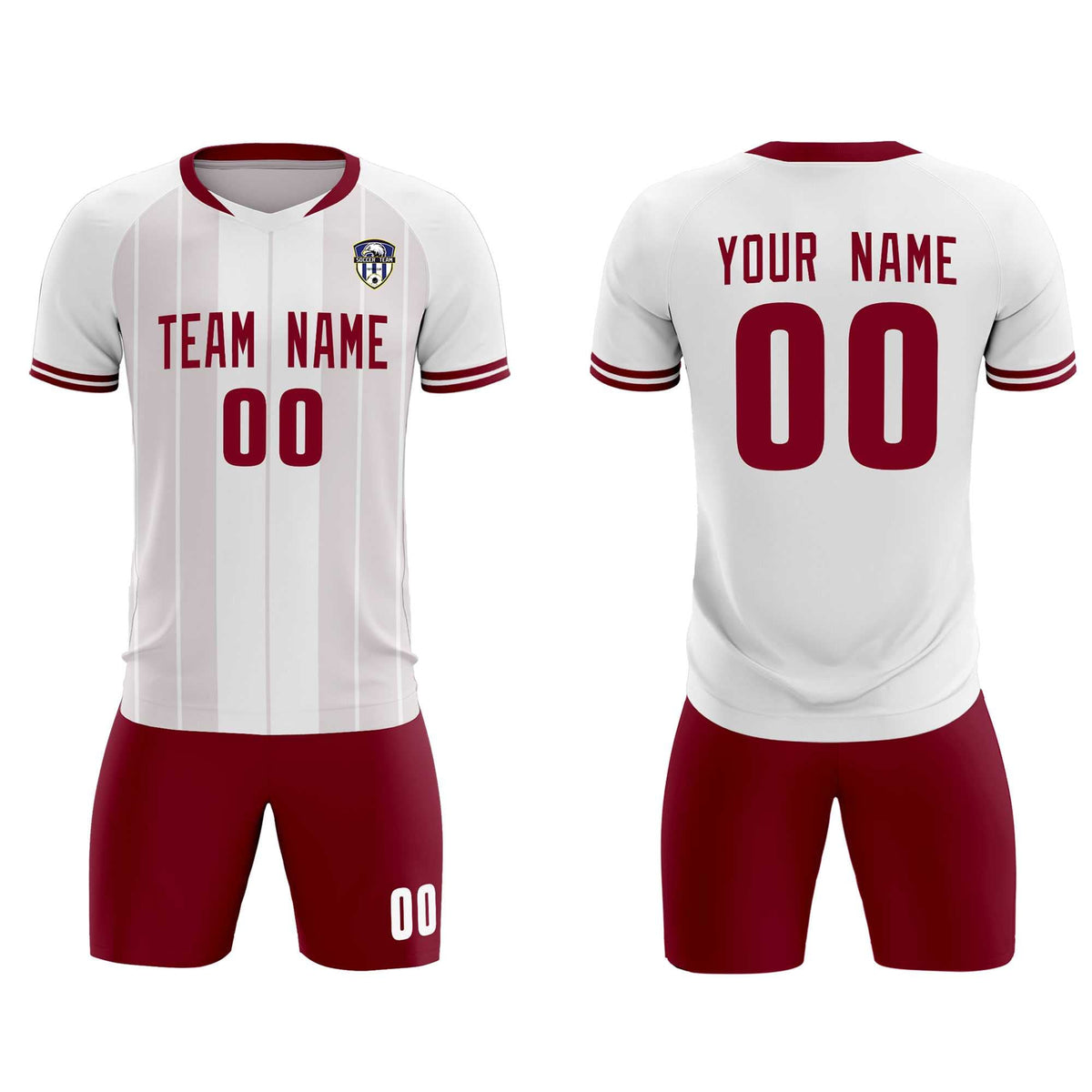 Custom White Classic Striped Personalized Soccer Tops/Sets Jersey
