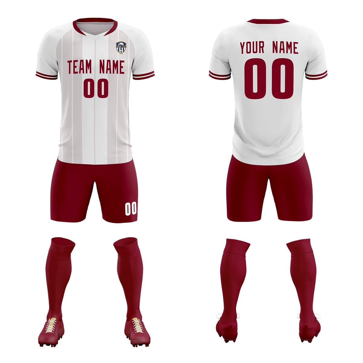 Custom White Classic Striped Personalized Soccer Tops/Sets Jersey