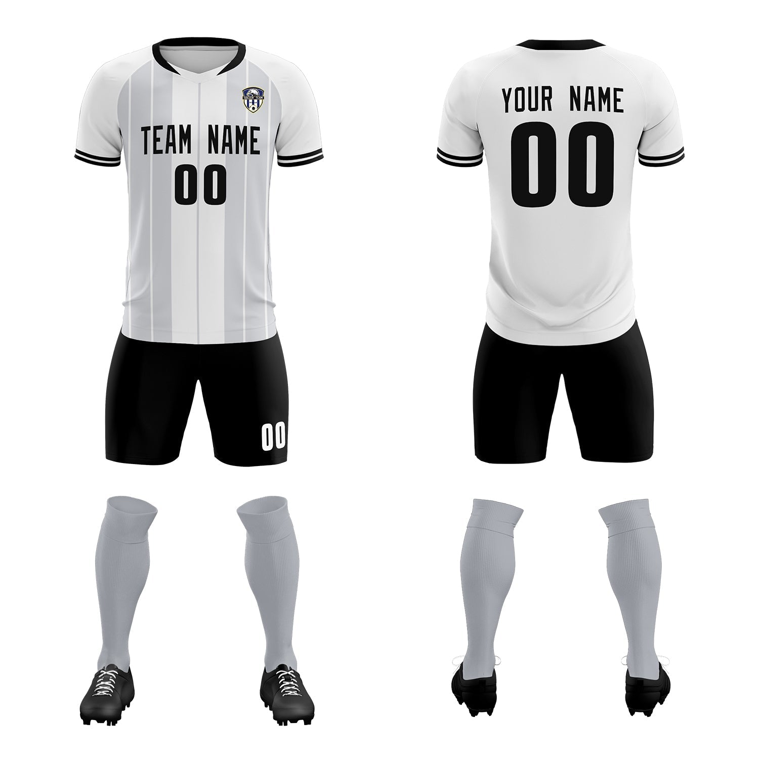 Custom White Classic Striped Personalized Soccer Tops/Sets Jersey