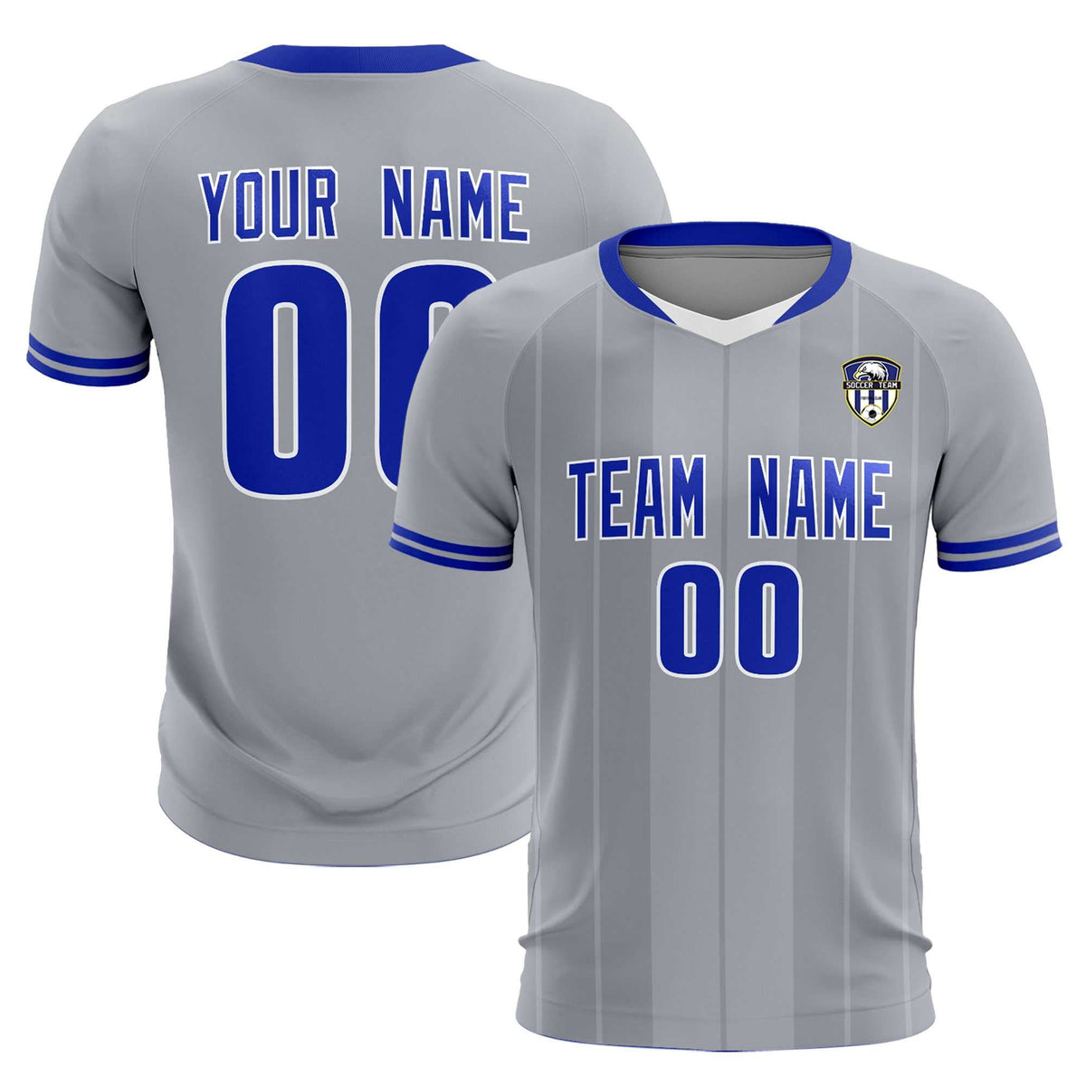 Custom Gray Classic Striped Personalized Soccer Tops/Sets Jersey