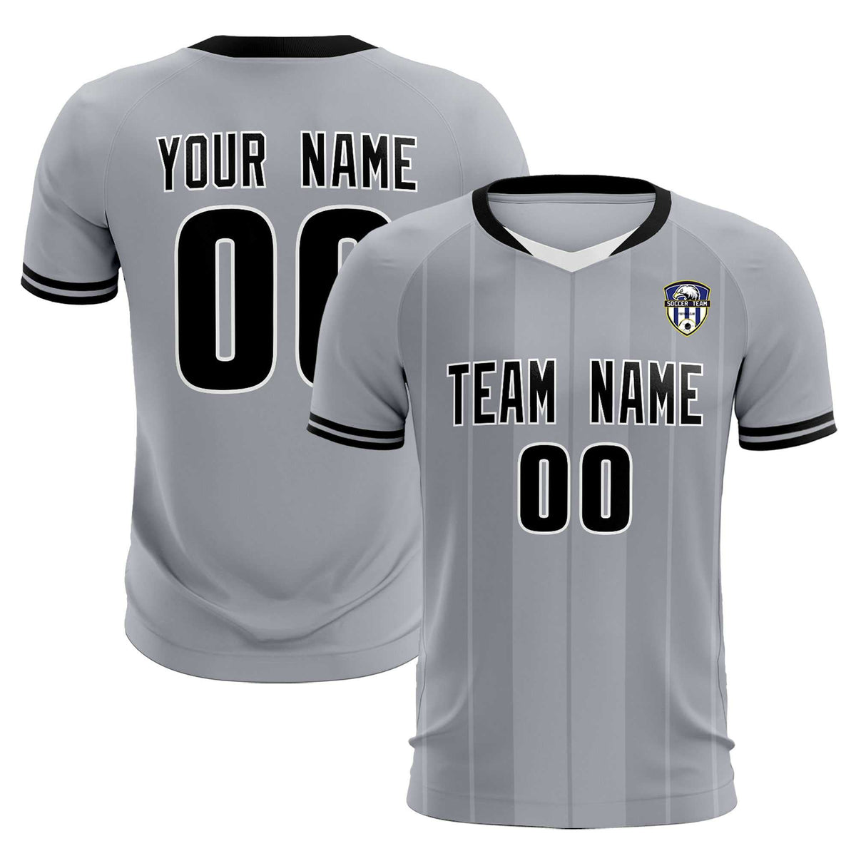 Custom Gray Classic Striped Personalized Soccer Tops/Sets Jersey