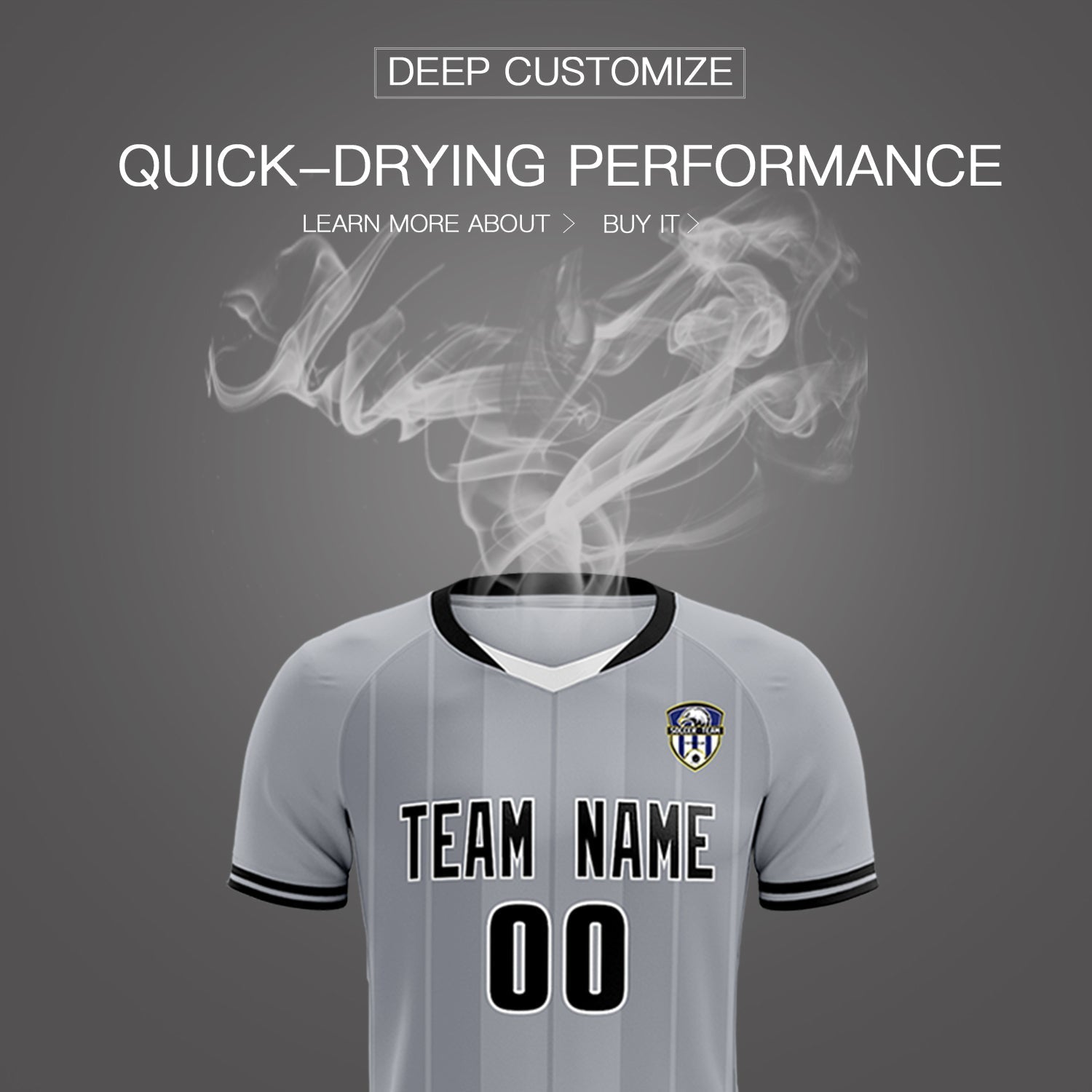 Custom Gray Classic Striped Personalized Soccer Tops/Sets Jersey
