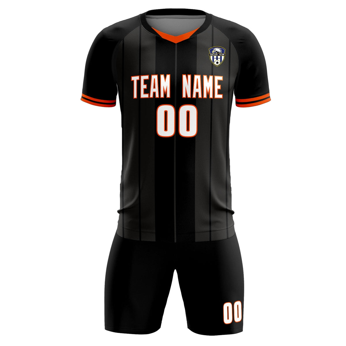 Custom Black Classic Striped Personalized Soccer Tops/Sets Jersey