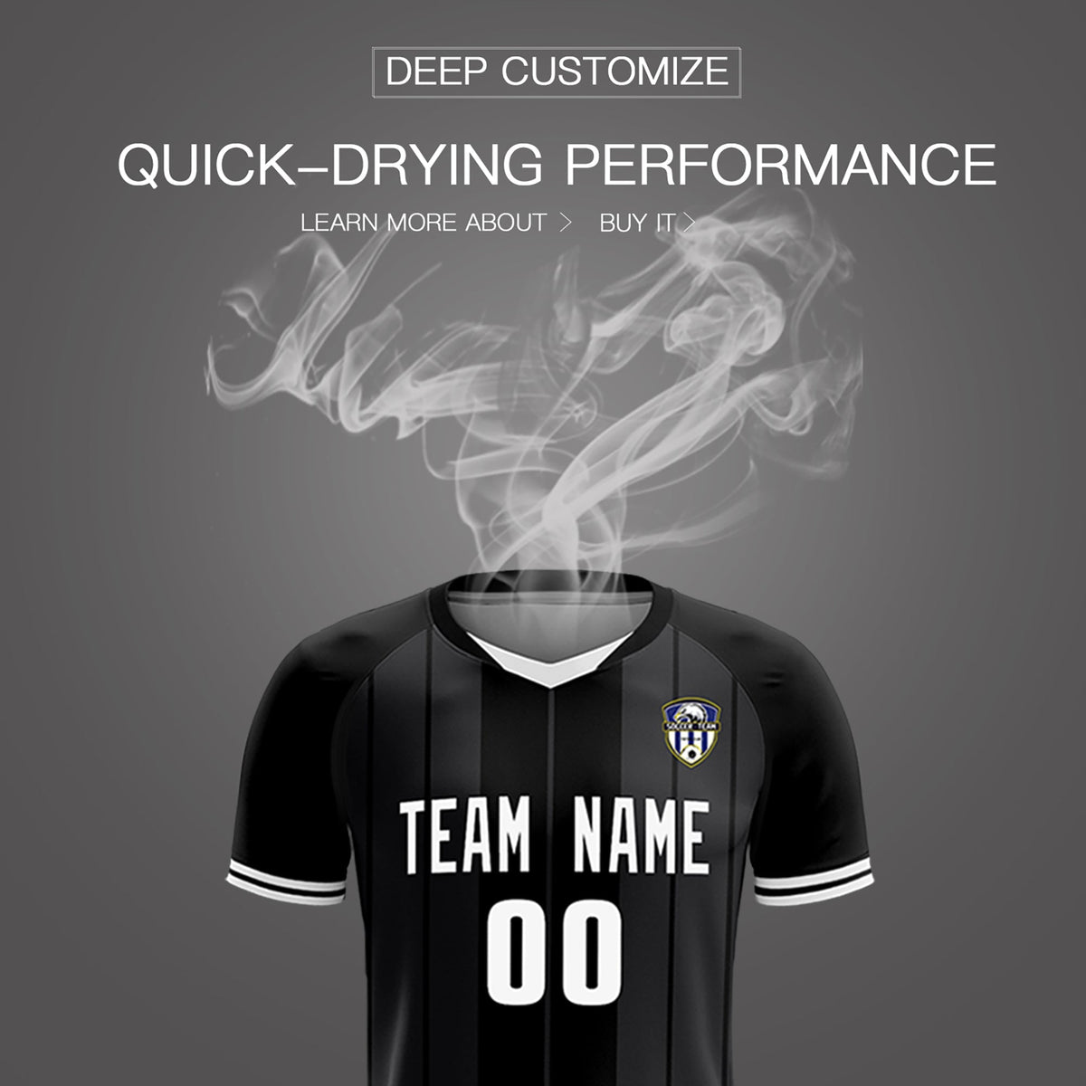 Custom Black Classic Striped Personalized Soccer Tops/Sets Jersey