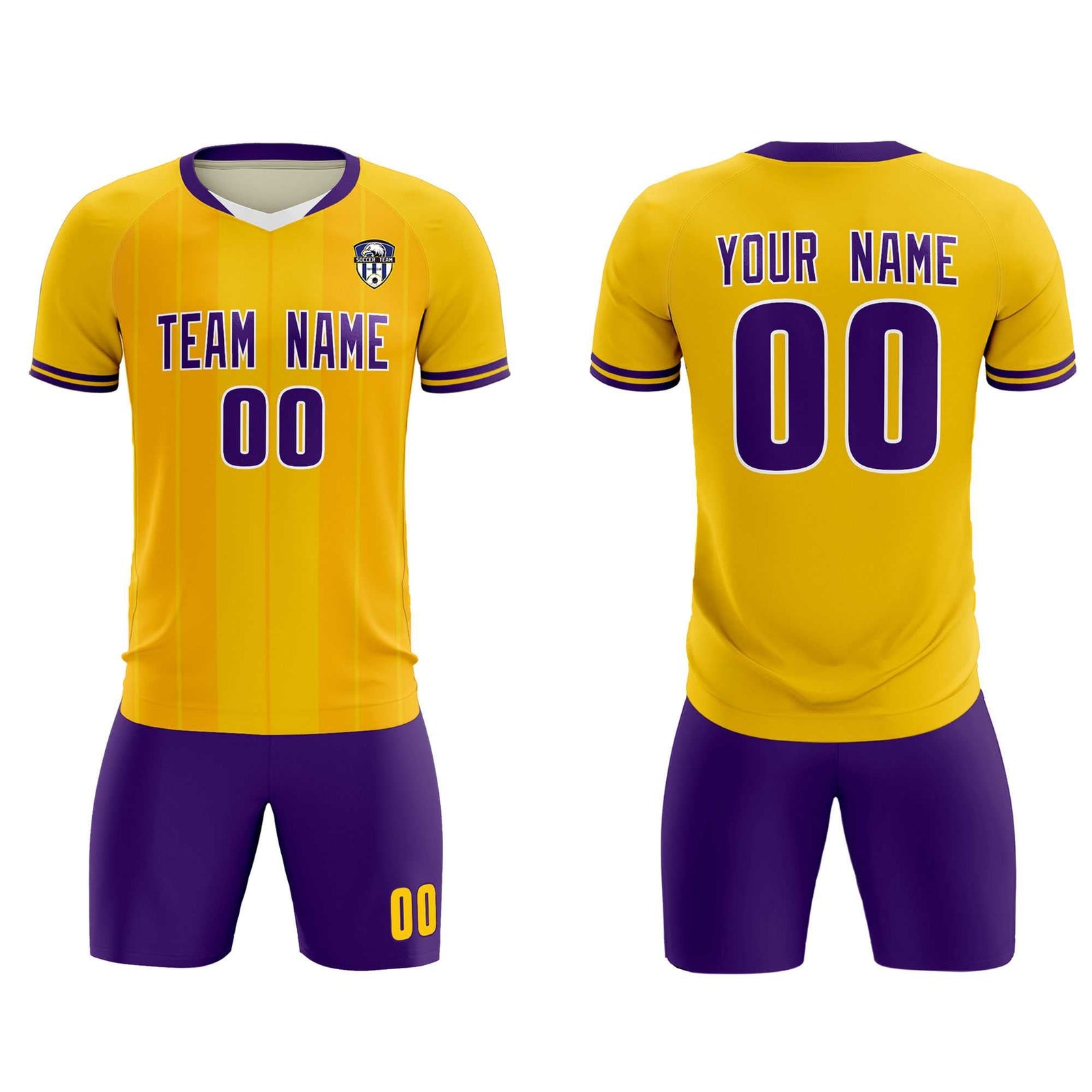 Custom Gold Classic Striped Personalized Soccer Tops/Sets Jersey