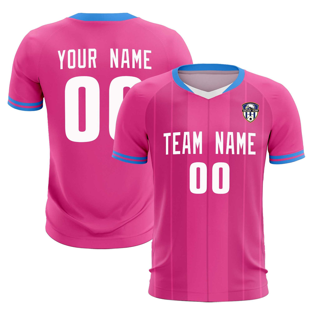 Custom Pink Classic Striped Personalized Soccer Tops/Sets Jersey