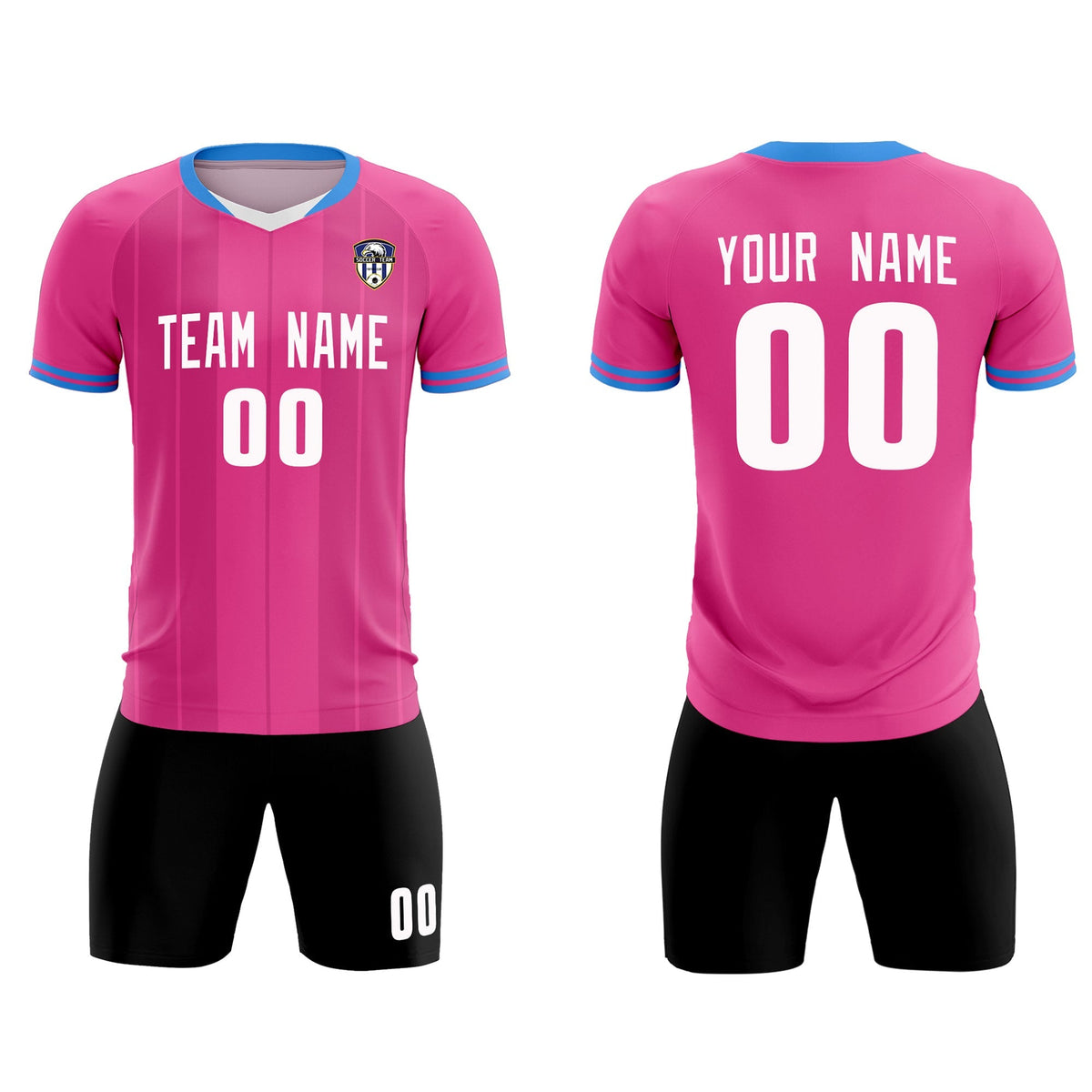 Custom Pink Classic Striped Personalized Soccer Tops/Sets Jersey