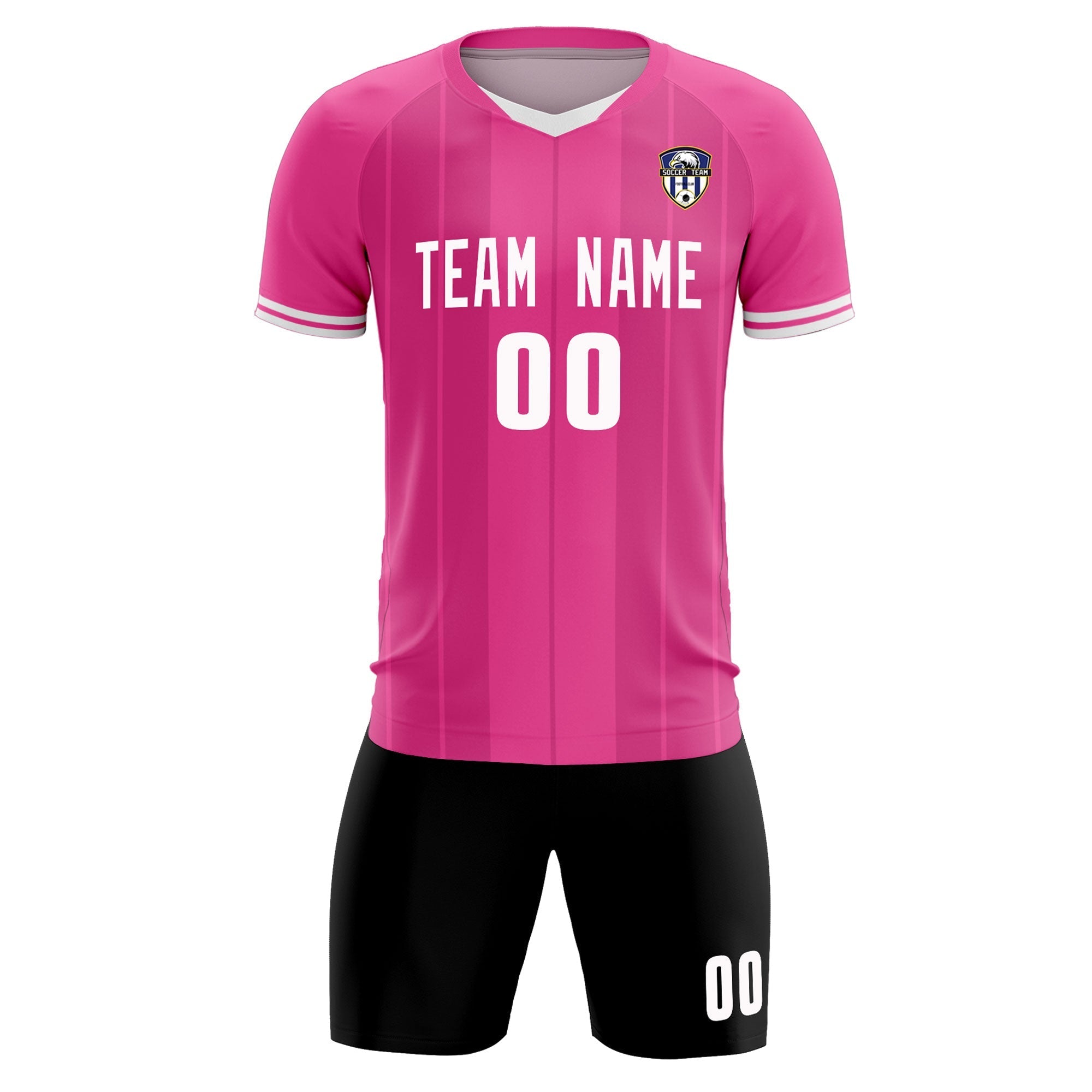 Custom Pink Classic Striped Personalized Soccer Tops/Sets Jersey