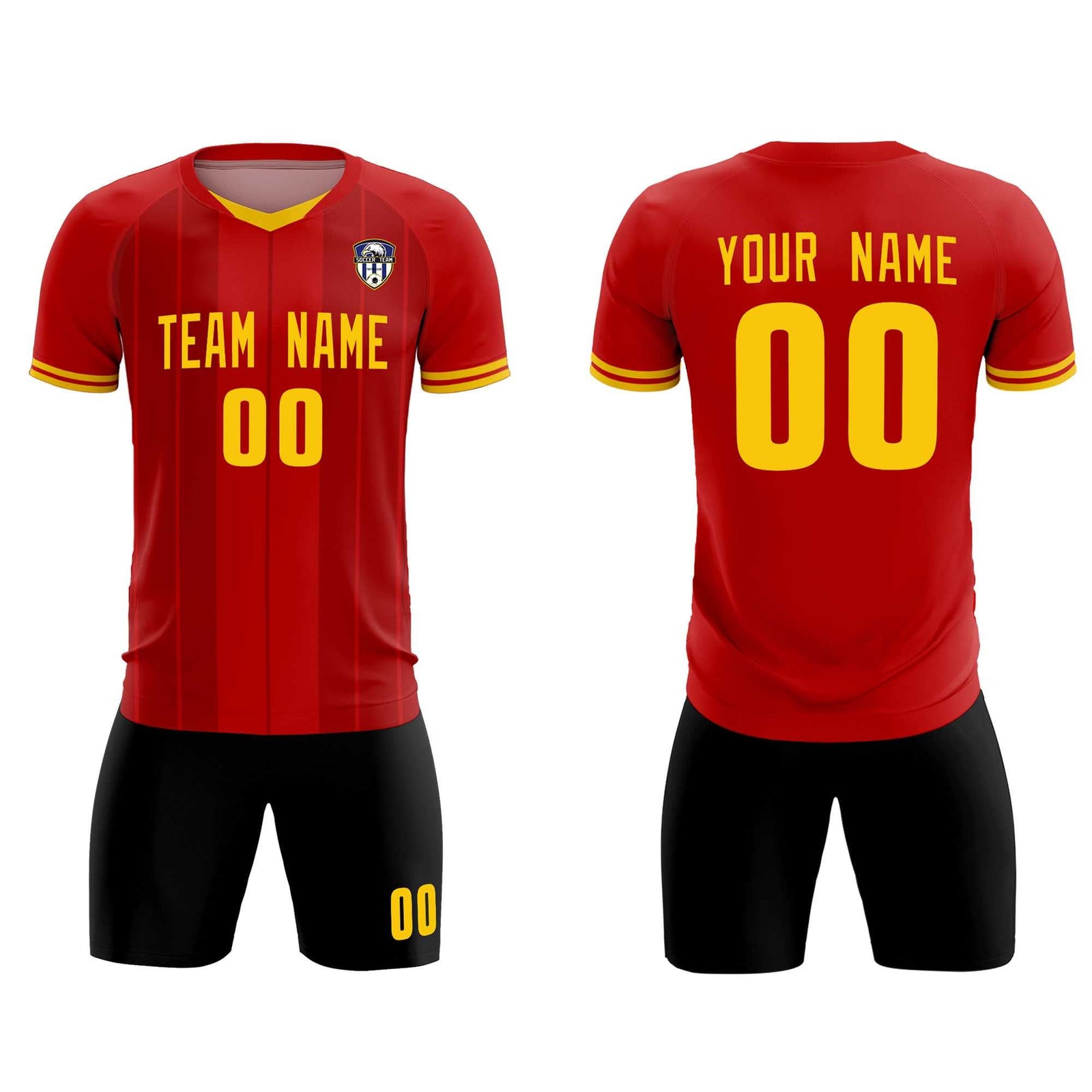 Custom Red Classic Striped Personalized Soccer Tops/Sets Jersey