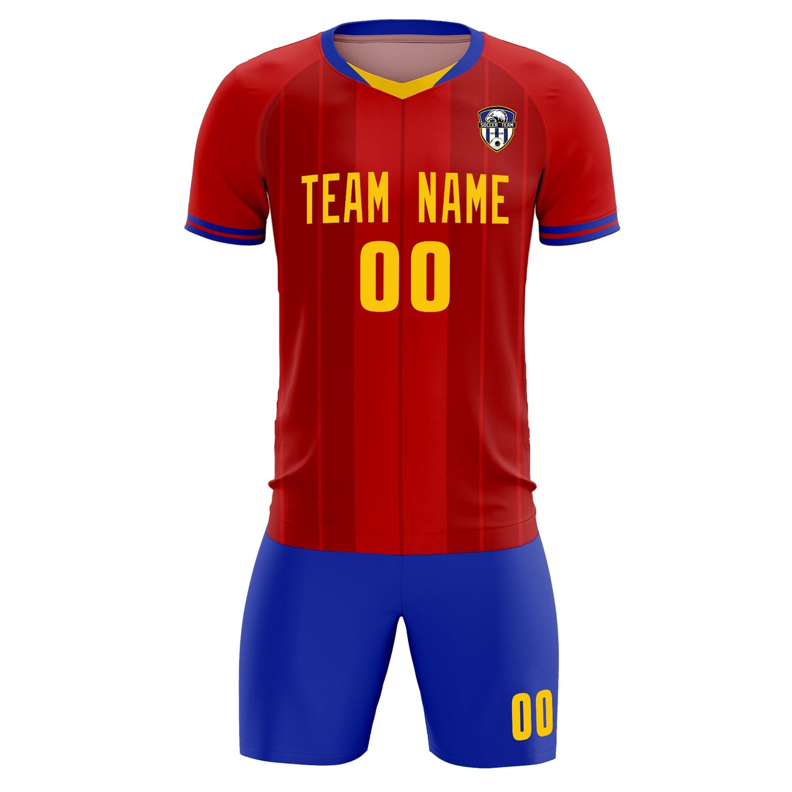 Custom Red Classic Striped Personalized Soccer Tops/Sets Jersey