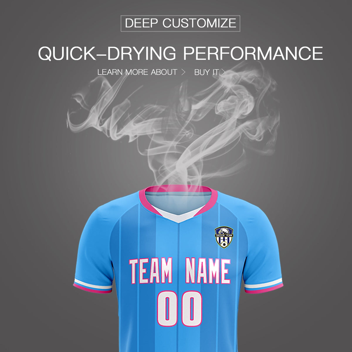 Custom Powder Blue Classic Striped Personalized Soccer Tops/Sets Jersey