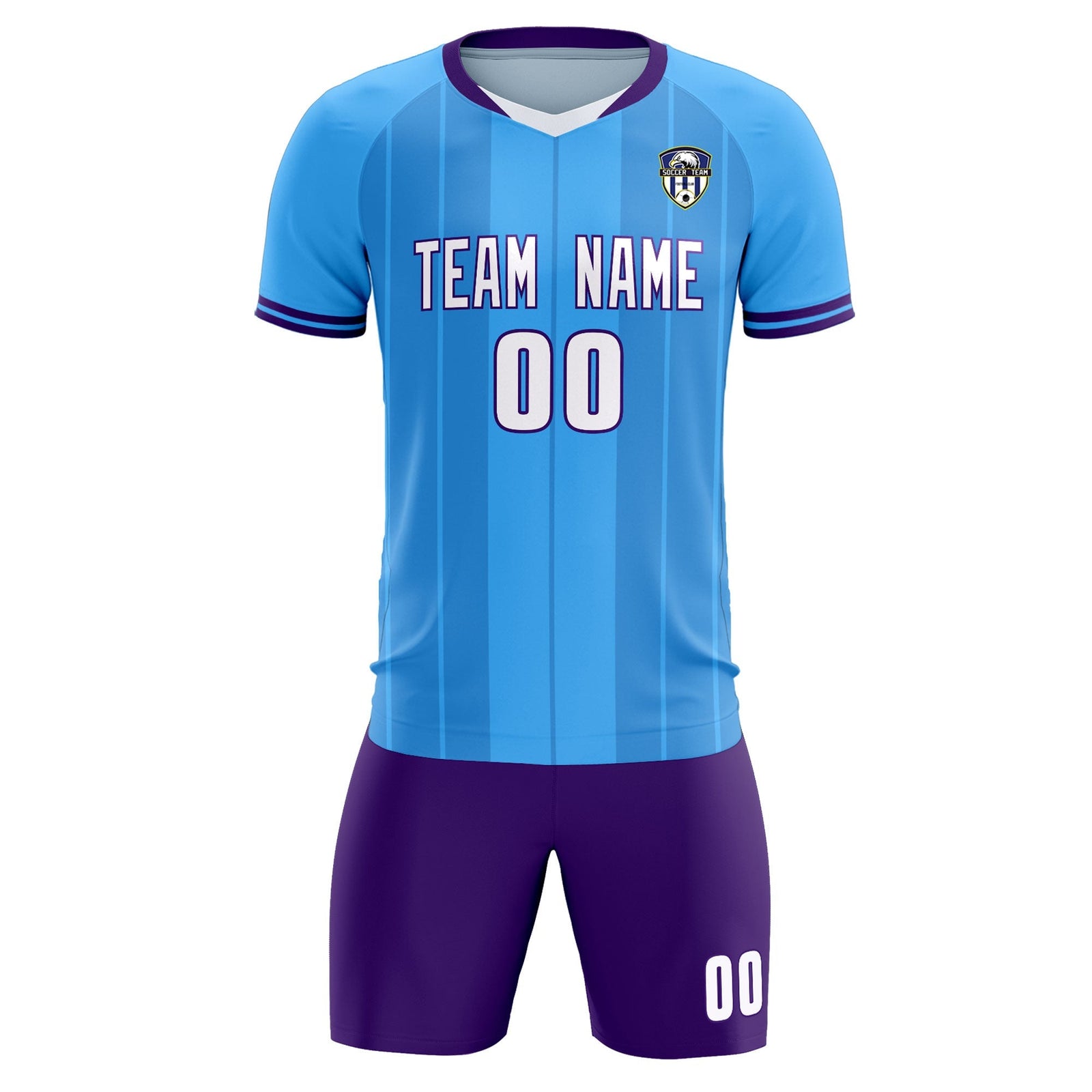 Custom Powder Blue Classic Striped Personalized Soccer Tops/Sets Jersey