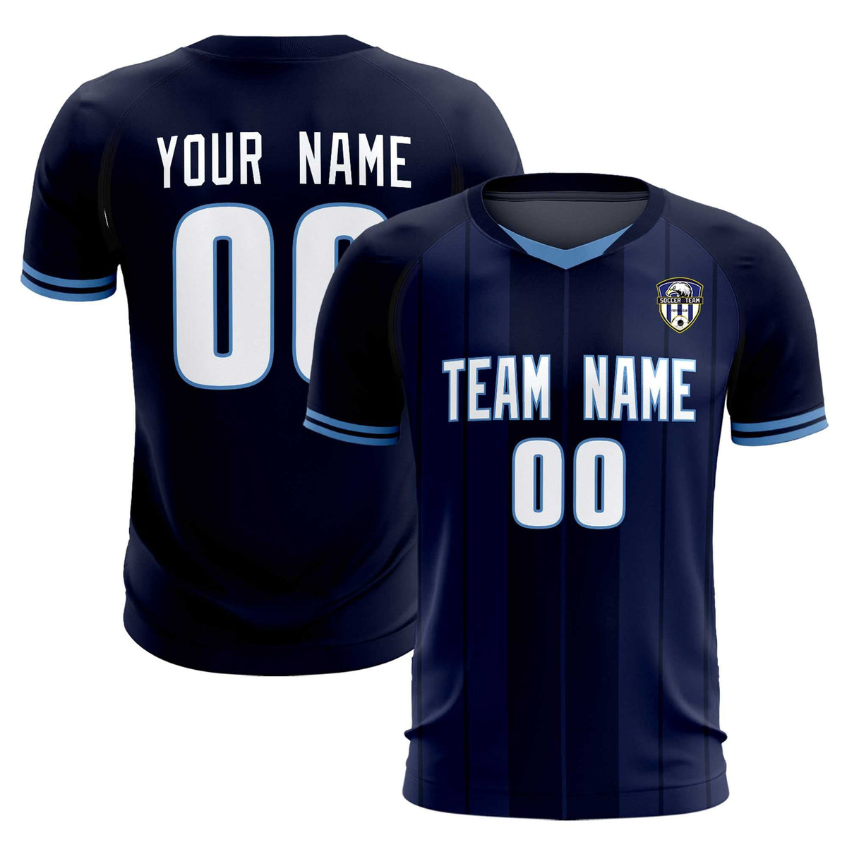 Custom Navy Classic Striped Personalized Soccer Tops/Sets Jersey
