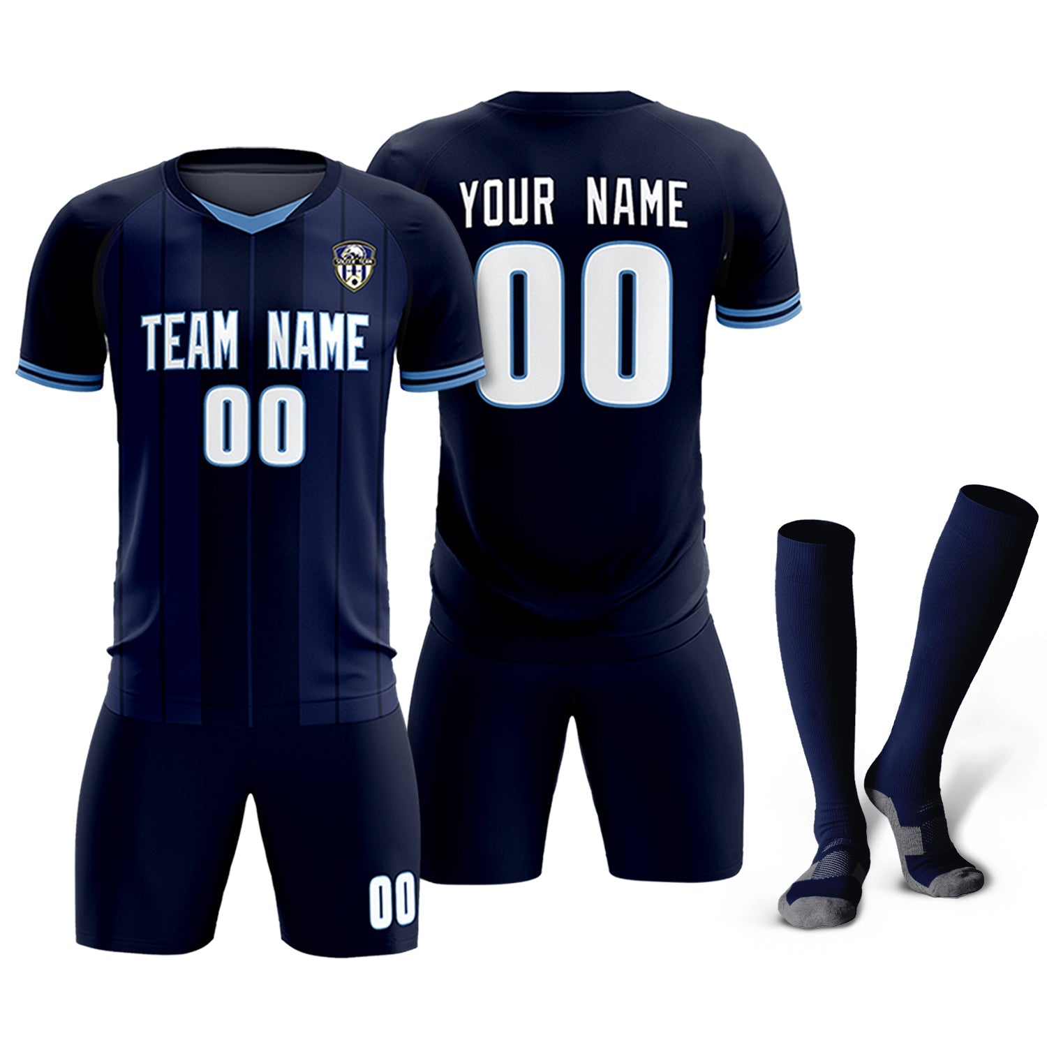 Custom Navy Classic Striped Personalized Soccer Tops/Sets Jersey