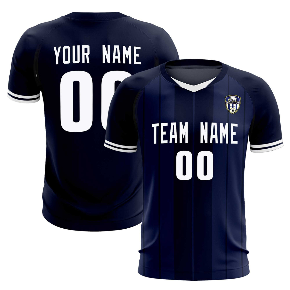 Custom Navy Classic Striped Personalized Soccer Tops/Sets Jersey