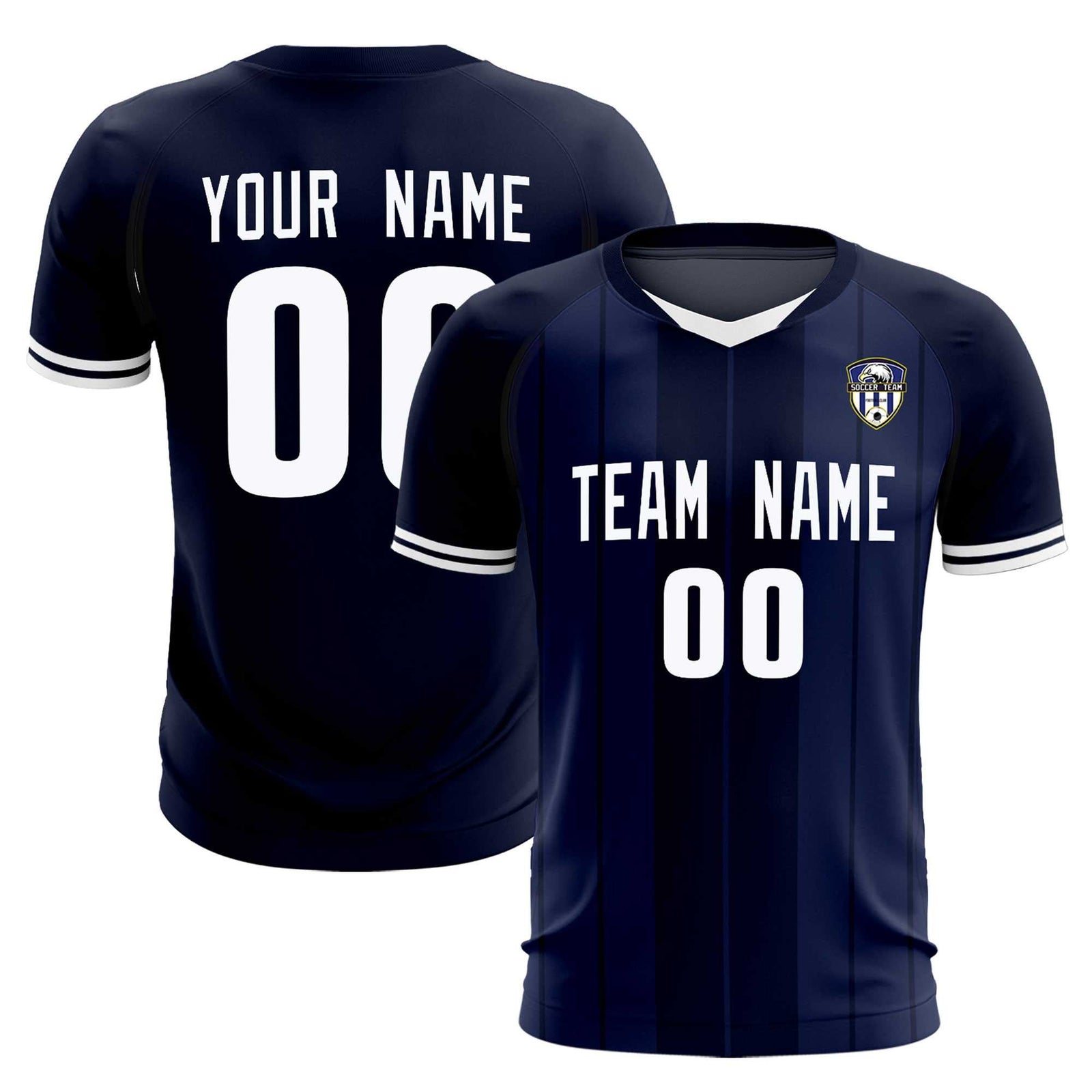 Custom Navy Classic Striped Personalized Soccer Tops/Sets Jersey