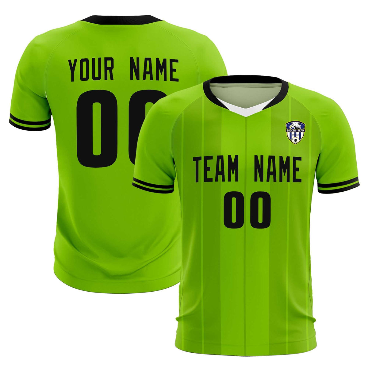 Custom Neon Green Classic Striped Personalized Soccer Tops/Sets Jersey