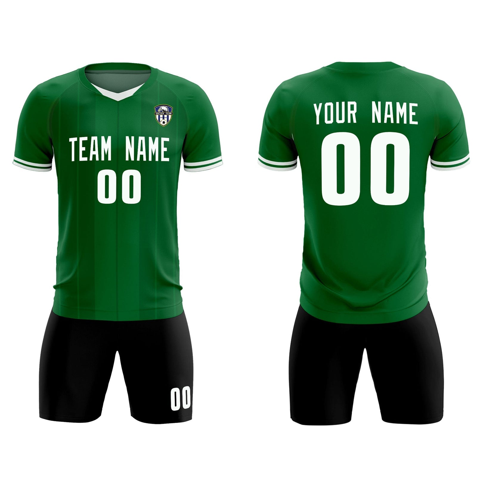 Custom Kelly Green Classic Striped Personalized Soccer Tops/Sets Jersey