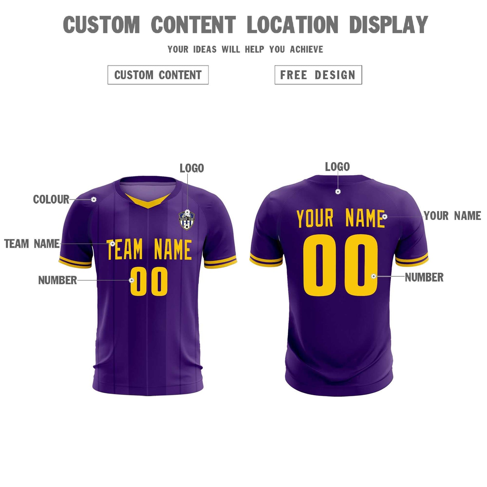 Custom Purple Classic Striped Personalized Soccer Tops/Sets Jersey