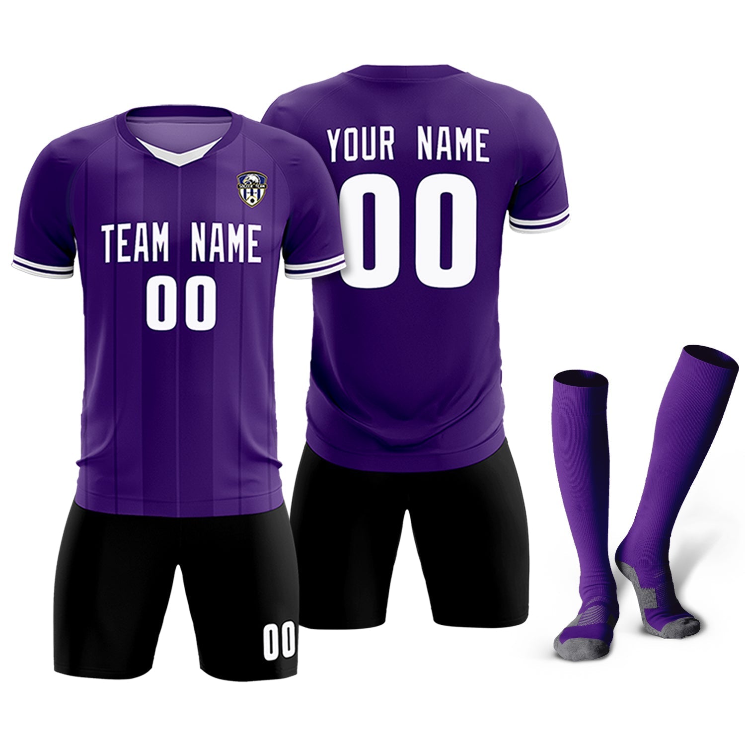 Custom Purple Classic Striped Personalized Soccer Tops/Sets Jersey