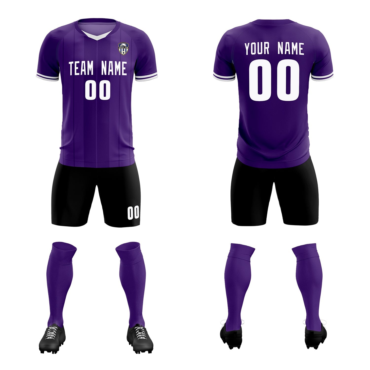 Custom Purple Classic Striped Personalized Soccer Tops/Sets Jersey