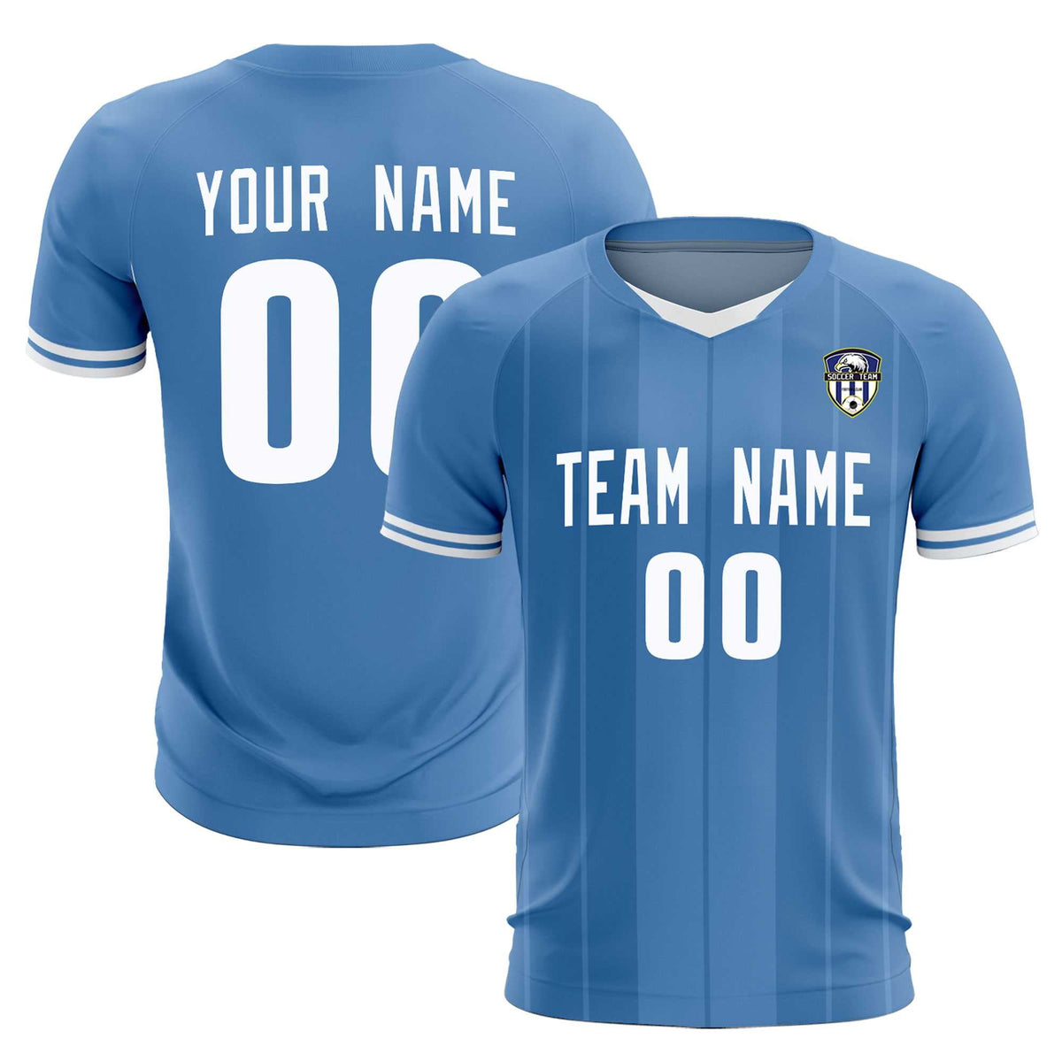 Custom Light Blue Classic Striped Personalized Soccer Tops/Sets Jersey