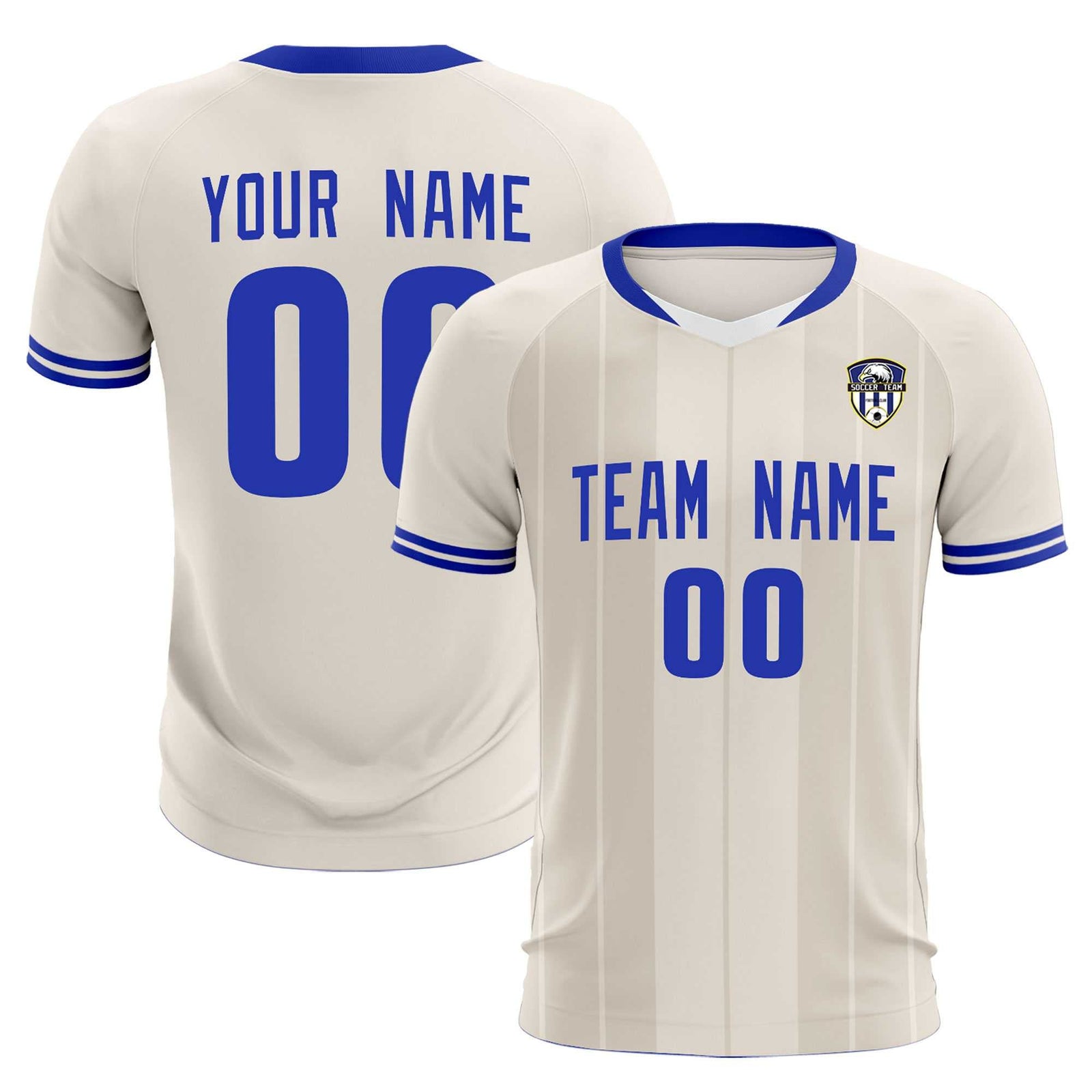 Custom Cream Classic Striped Personalized Soccer Tops/Sets Jersey