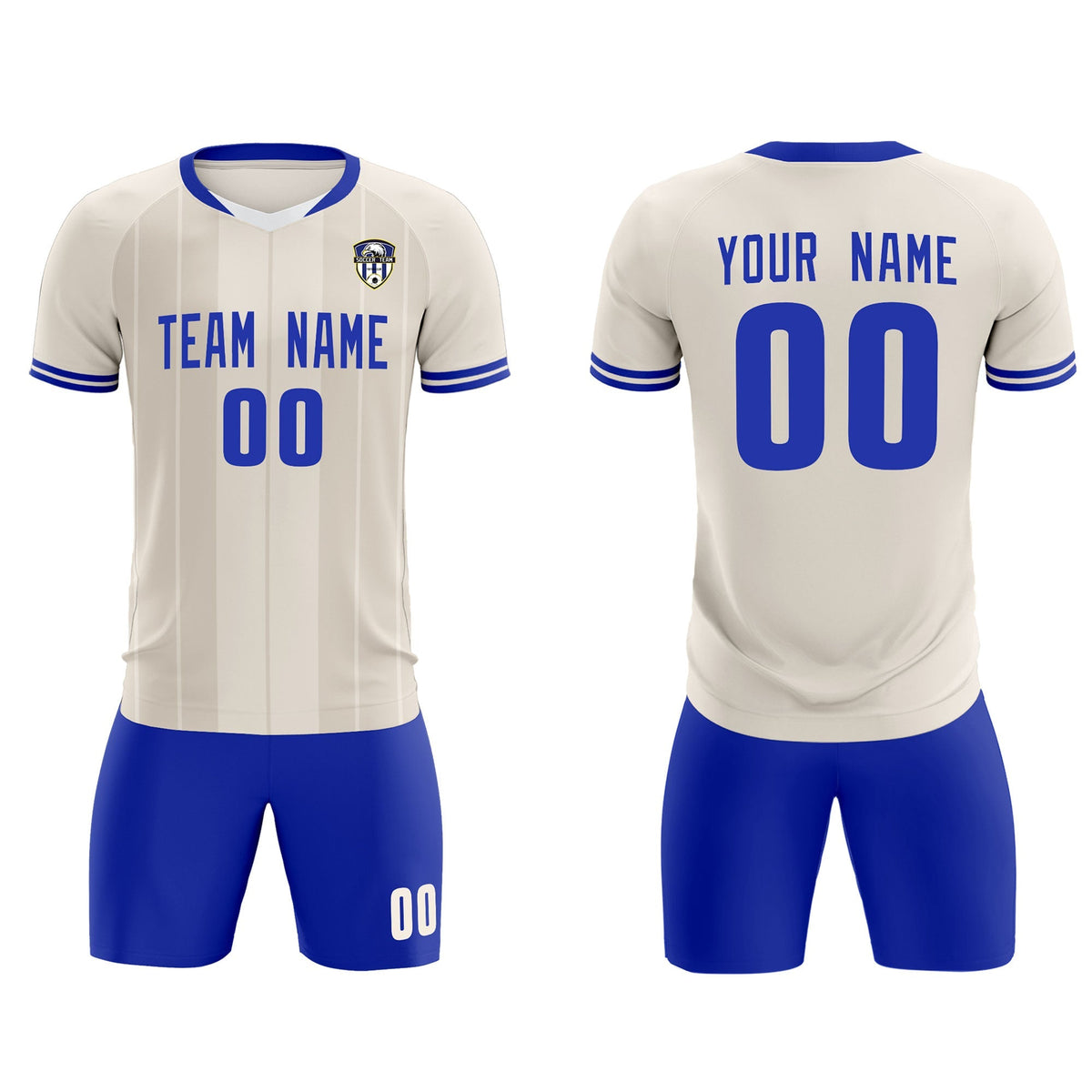 Custom Cream Classic Striped Personalized Soccer Tops/Sets Jersey