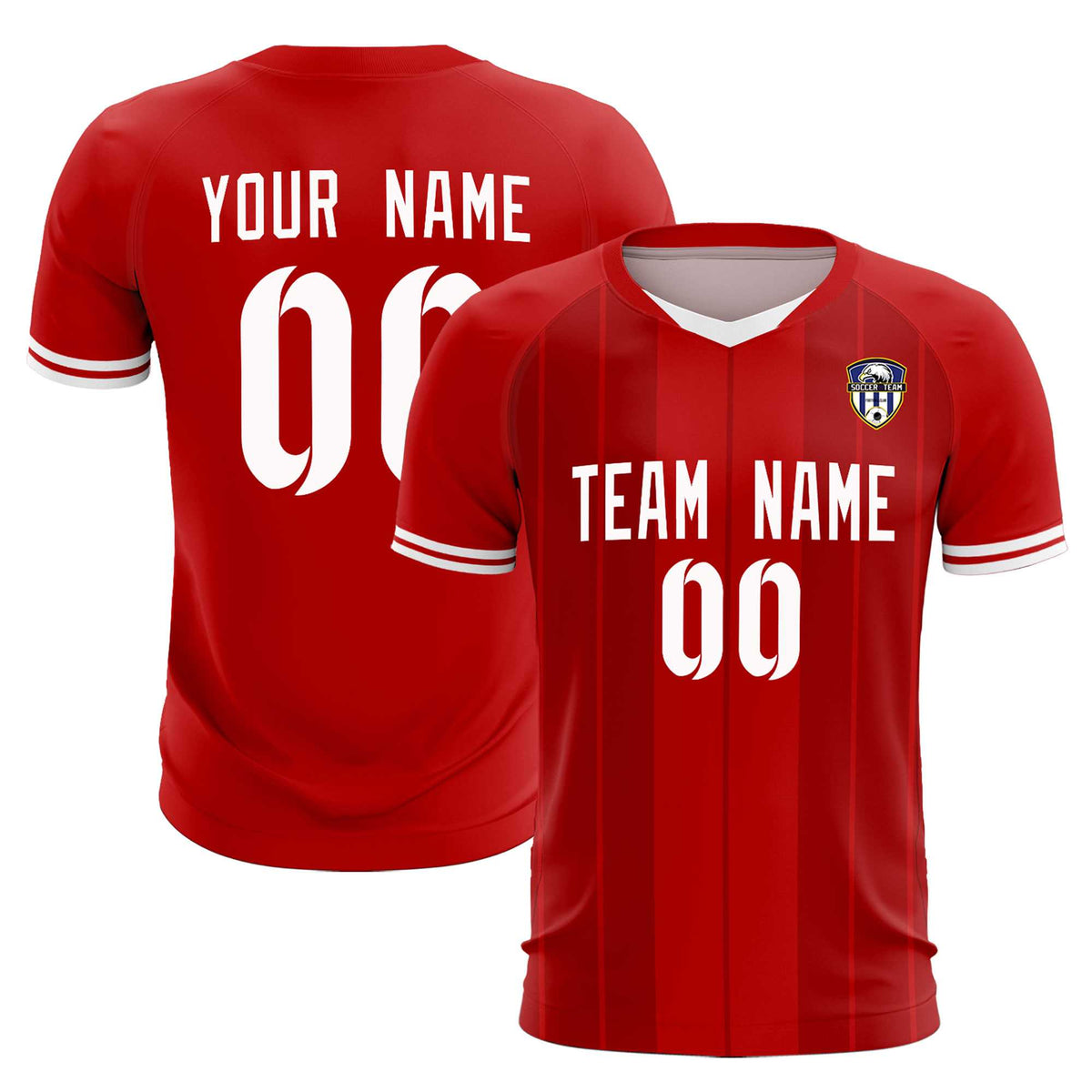 Custom Red Classic Striped Personalized Soccer Tops/Sets Jersey