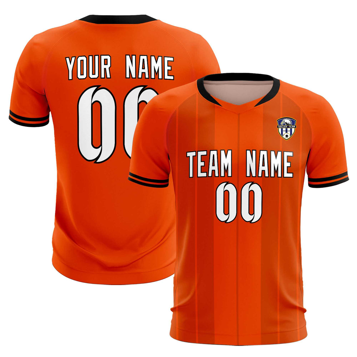 Custom Orange Classic Striped Personalized Soccer Tops/Sets Jersey
