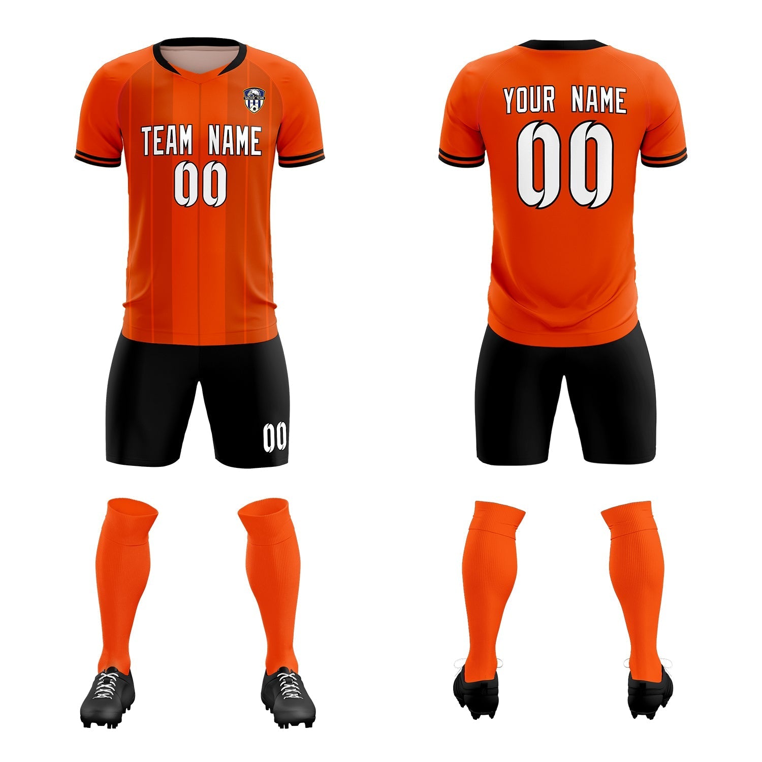 Custom Orange Classic Striped Personalized Soccer Tops/Sets Jersey