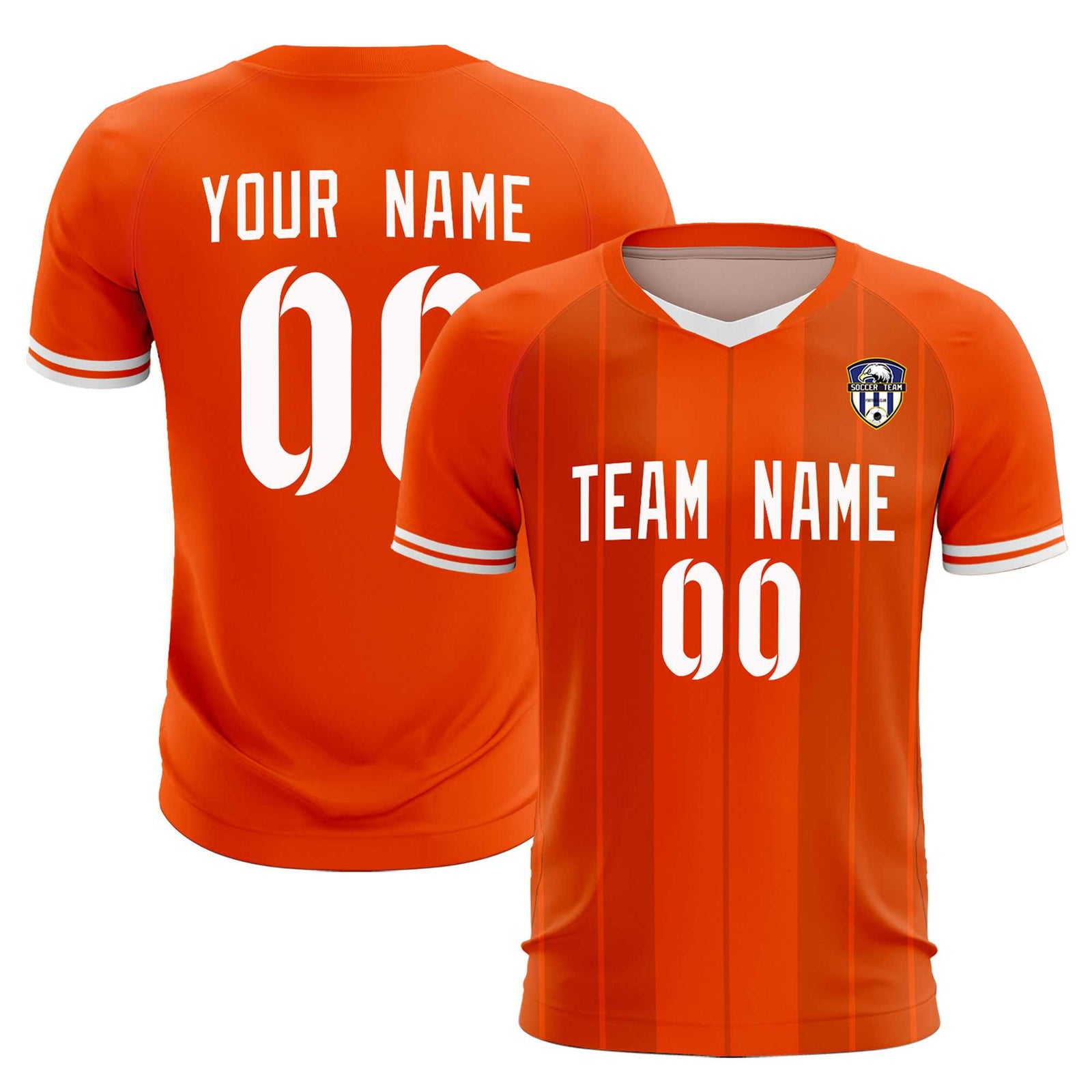 Custom Orange Classic Striped Personalized Soccer Tops/Sets Jersey
