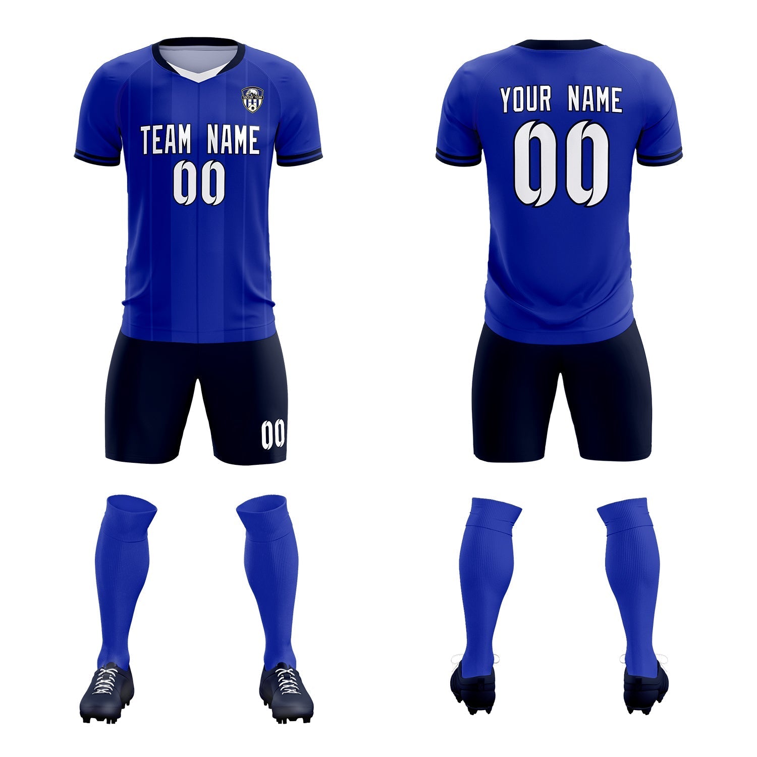 Custom Royal Classic Striped Personalized Soccer Tops/Sets Jersey