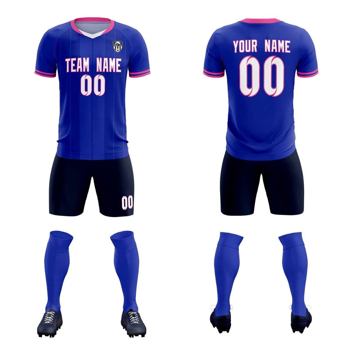 Custom Royal Classic Striped Personalized Soccer Tops/Sets Jersey