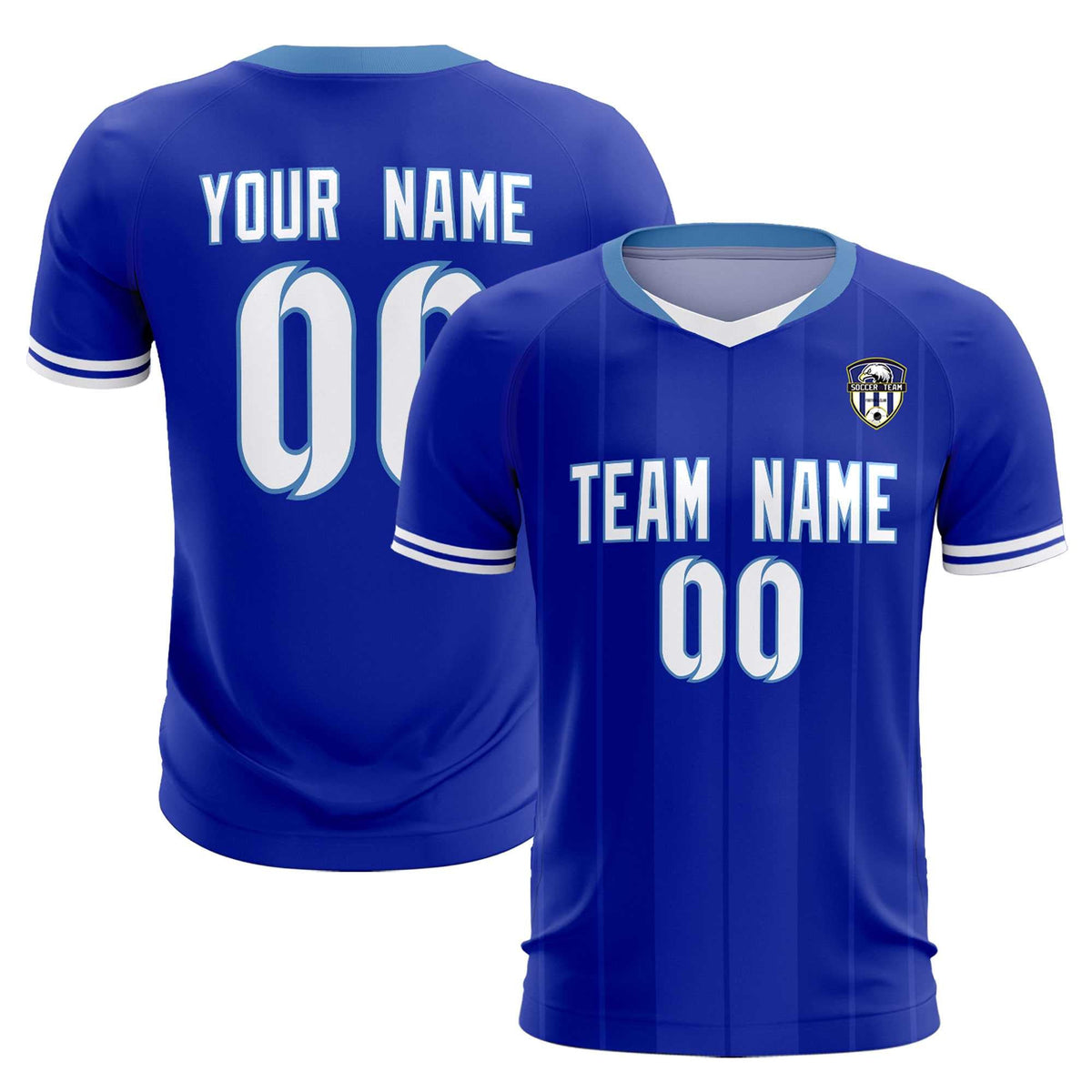 Custom Royal Classic Striped Personalized Soccer Tops/Sets Jersey