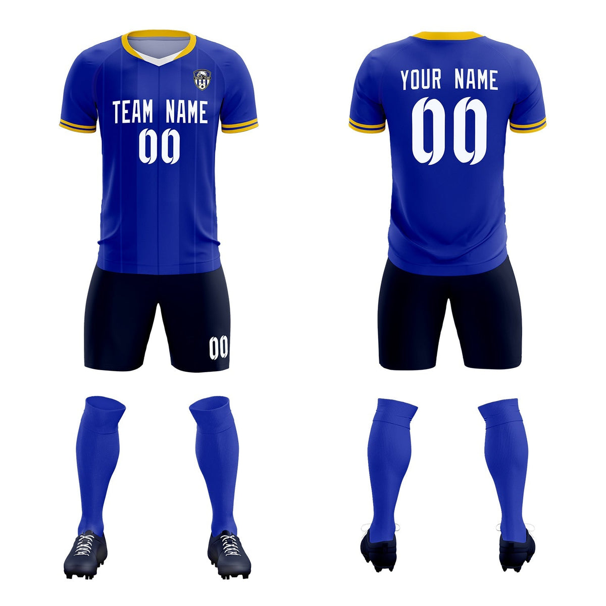 Custom Royal Classic Striped Personalized Soccer Tops/Sets Jersey
